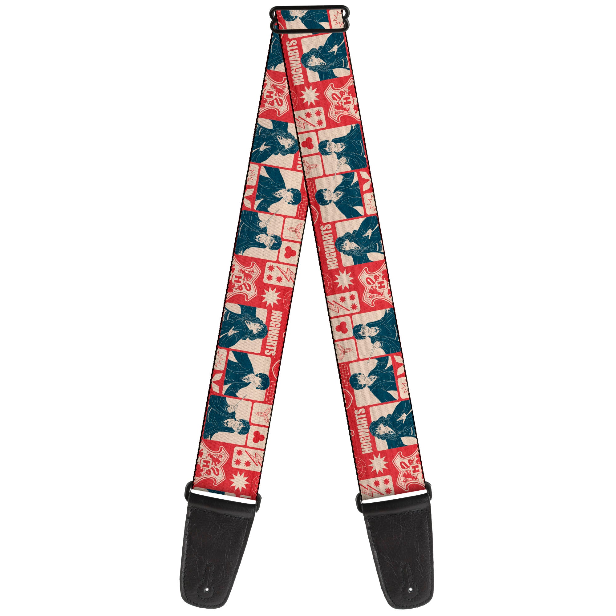 Guitar Strap - Harry Potter HOGWARTS The Golden Trio Magic Collage Reds Guitar Straps Harry Potter