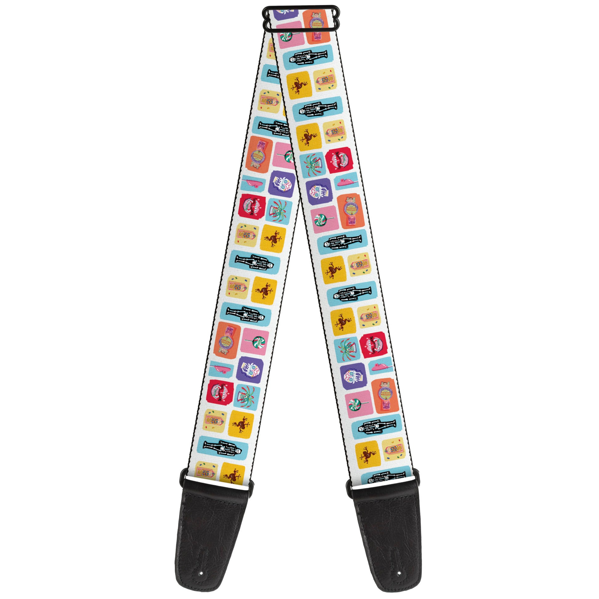 Guitar Strap - Harry Potter Honeydukes Icons Collage White/Multi Color Guitar Straps Harry Potter