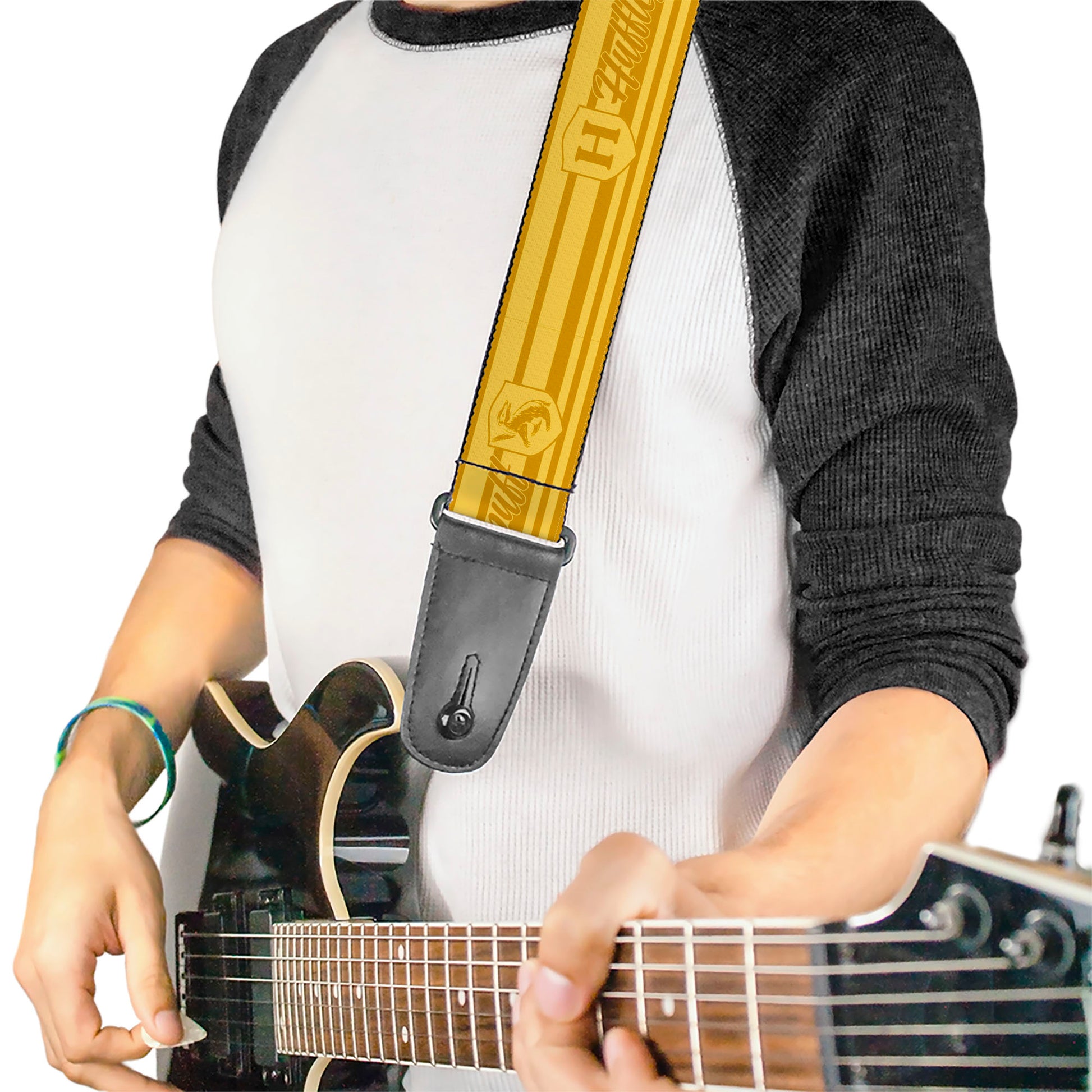 Guitar Strap - Harry Potter Hufflepuff House Champion Icons Stripe Yellows Guitar Straps Harry Potter