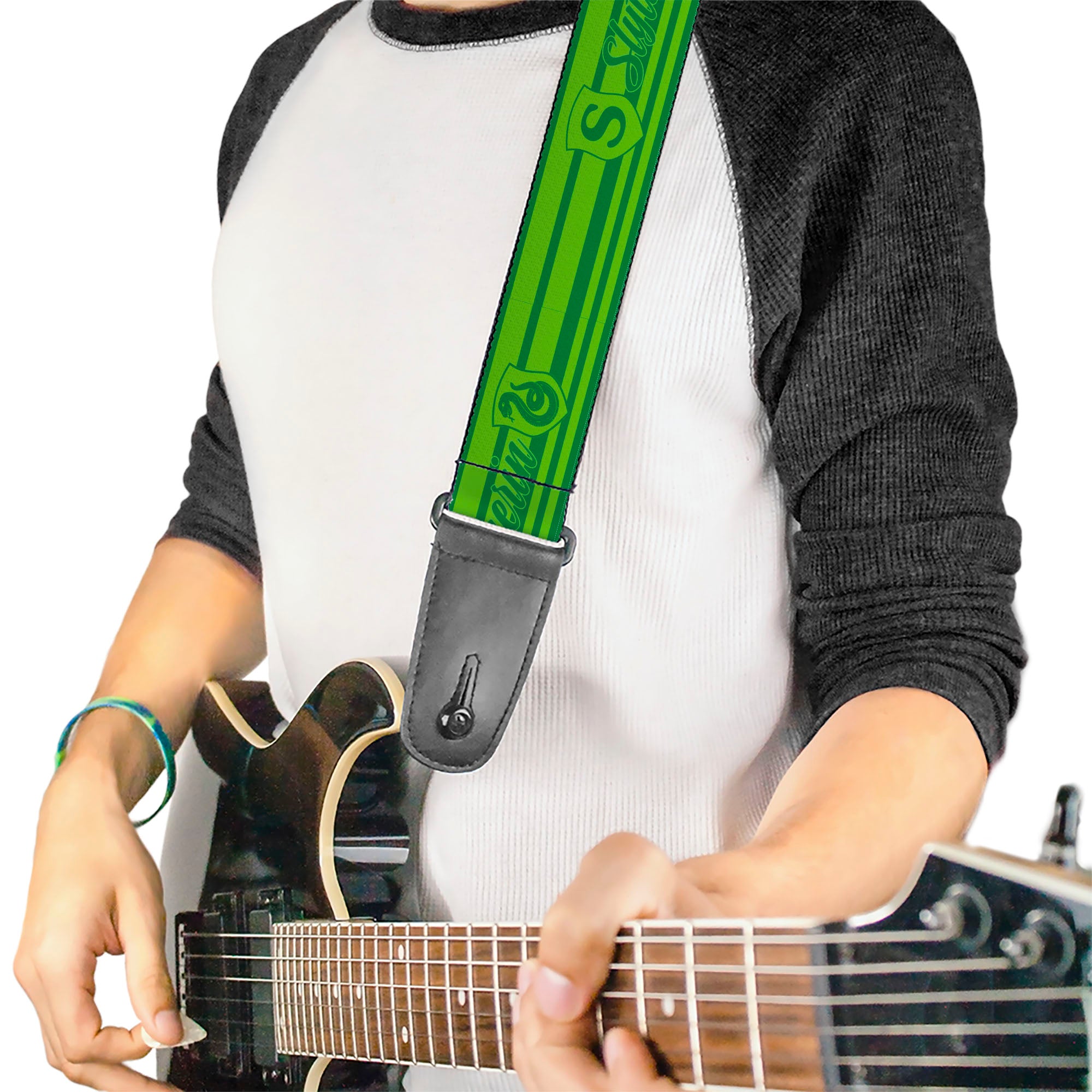 Guitar Strap - Harry Potter Slytherin House Champion Icons Stripe Greens Guitar Straps Harry Potter
