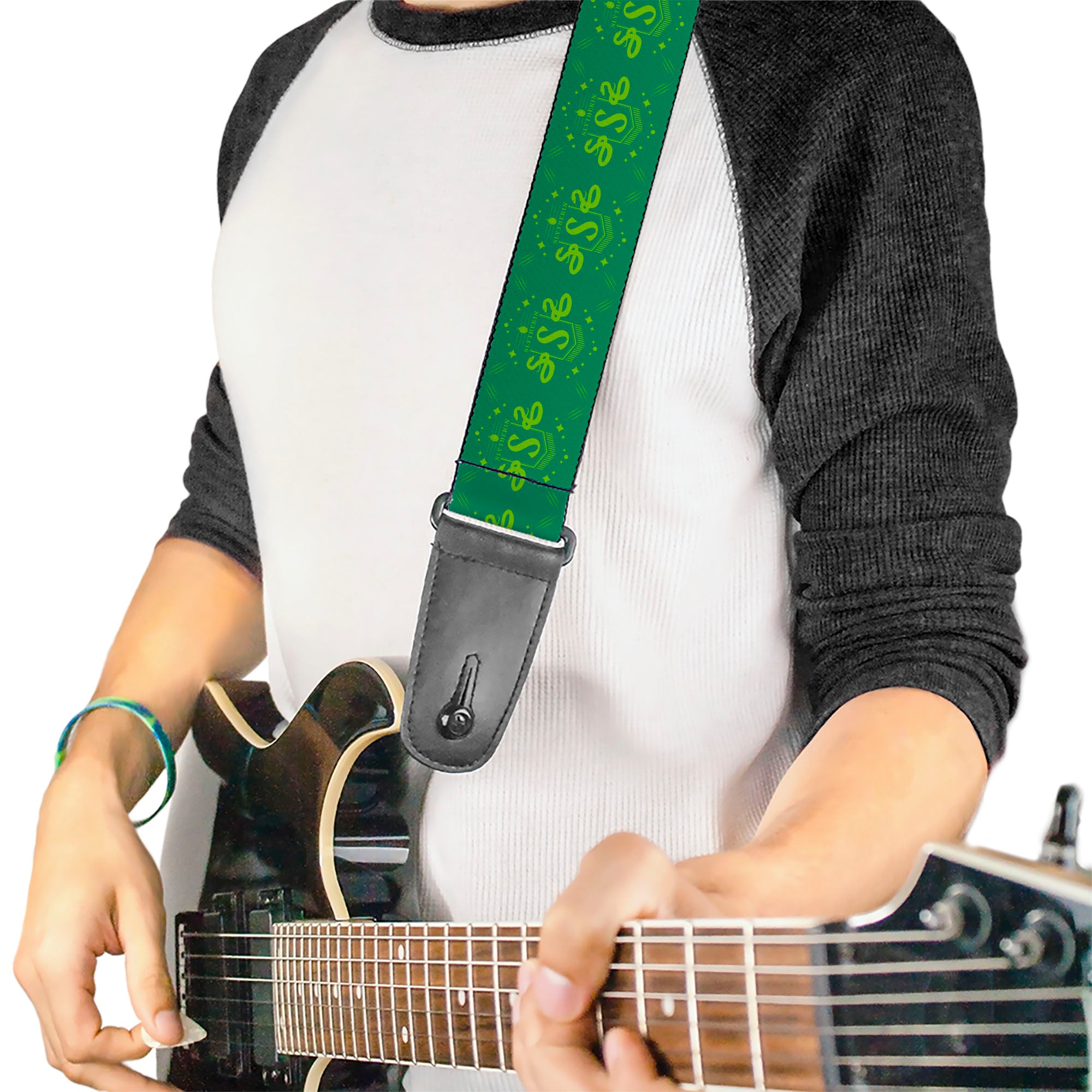 Guitar Strap - Harry Potter Slytherin House Pride Banner Greens Guitar Straps Harry Potter