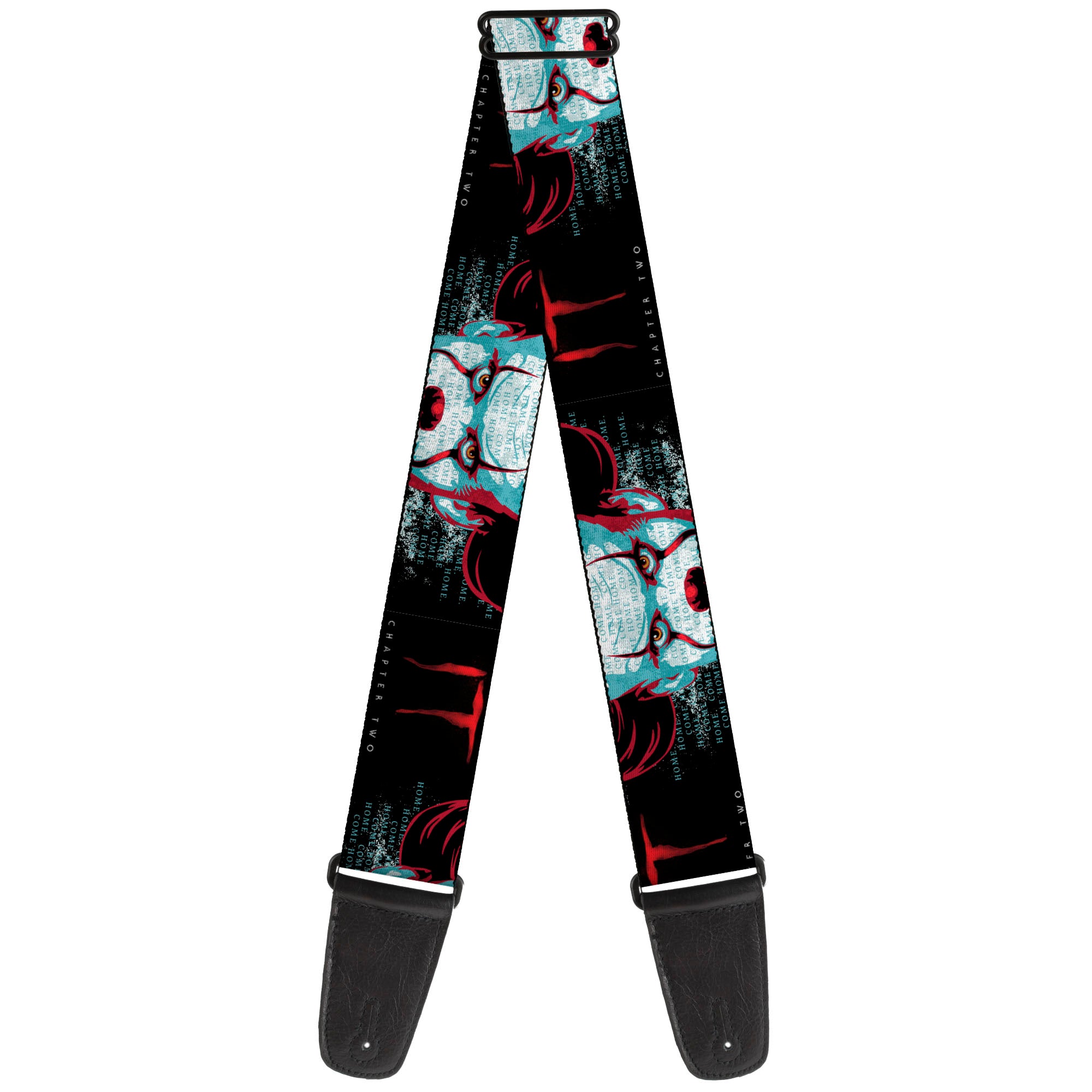 Guitar Strap - IT CHAPTER TWO Pennywise Face CLOSE-UP Black/Red/Blues