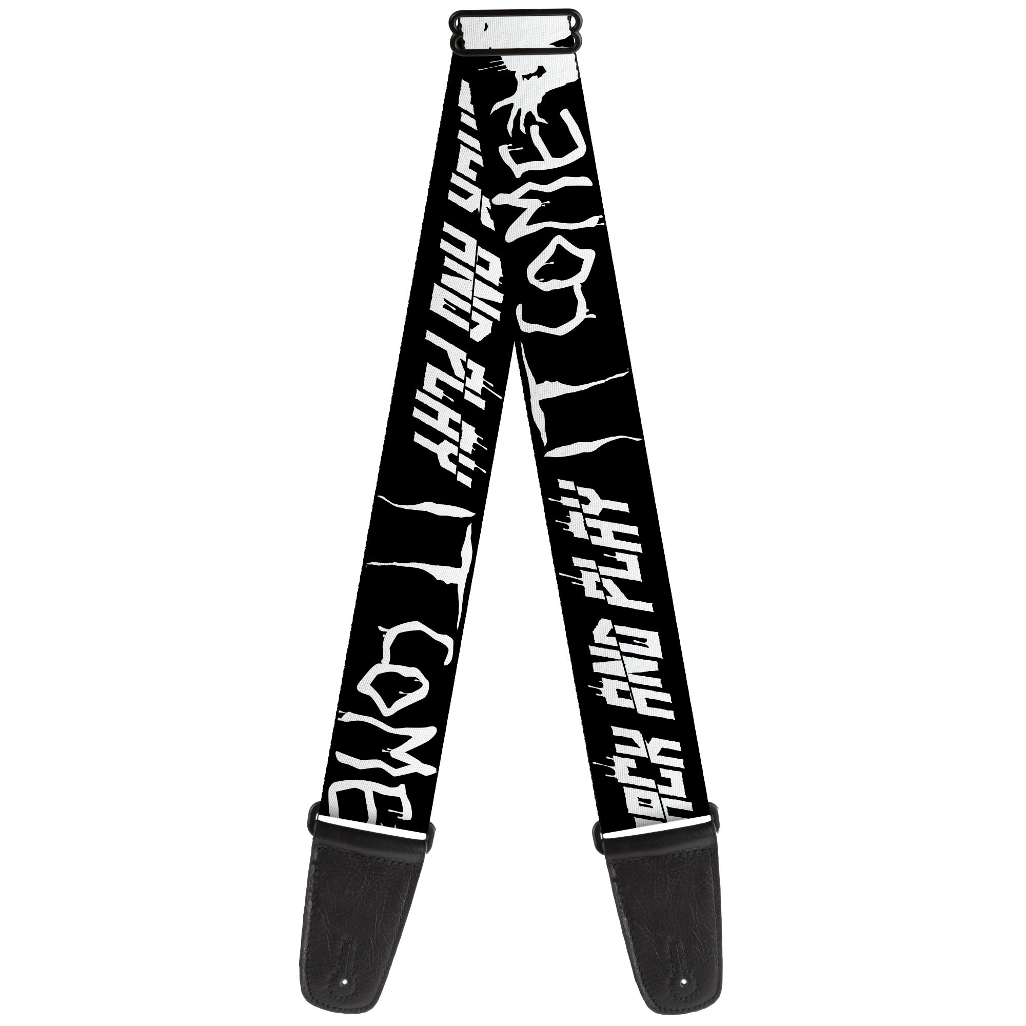 Guitar Strap - IT Pennywise Face Close-Up COME HOME-COME BACK AND PLAY Black/White Guitar Straps IT