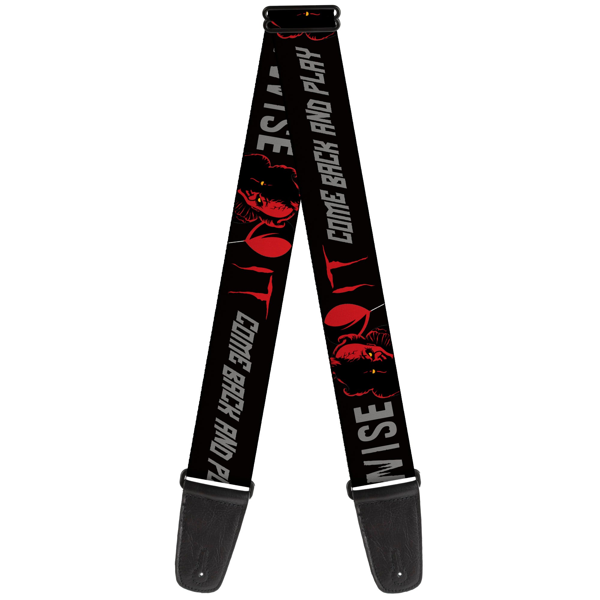 Guitar Strap - IT Pennywise Face COME BACK AND PLAY Black/Red/Gray Guitar Straps IT