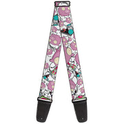 Guitar Strap - Invader Zim GIR and Piggy Doddles White/Black Guitar Straps Invader Zim