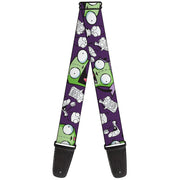 Guitar Strap - Invader Zim GIR Poses and Sketch Purple Guitar Straps Invader Zim