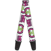 Guitar Strap - INVADER ZIM Title Logo and GIR Pose Close-Up White/Pinks Guitar Straps Invader Zim