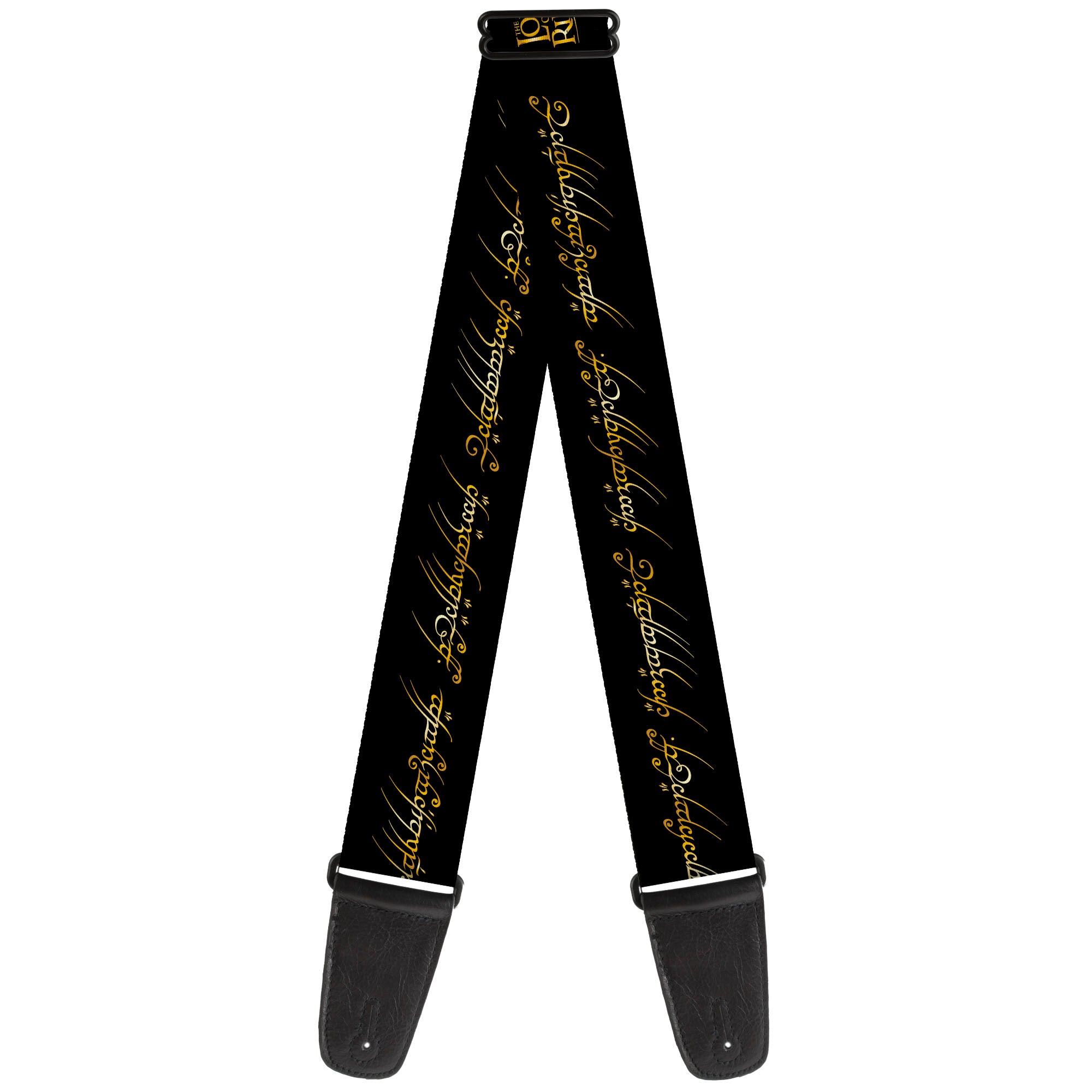 Guitar Strap - THE LORD OF THE RINGS/One Ring Inscription Black/Gold Guitar Straps The Lord of the Rings