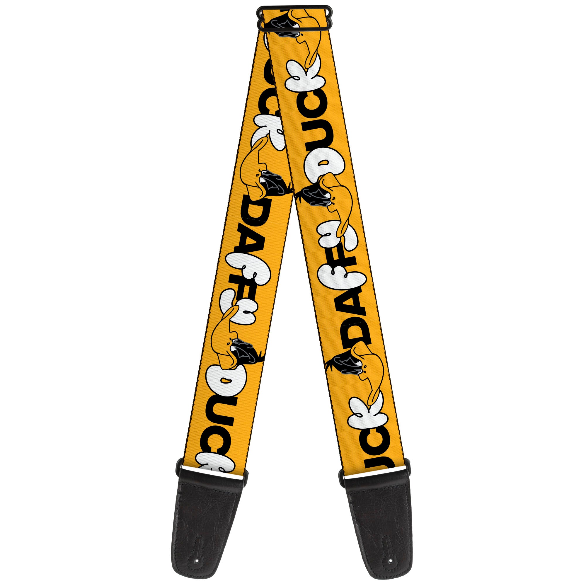 Guitar Strap - DAFFY DUCK Smiling Face Text Orange Guitar Straps Looney Tunes