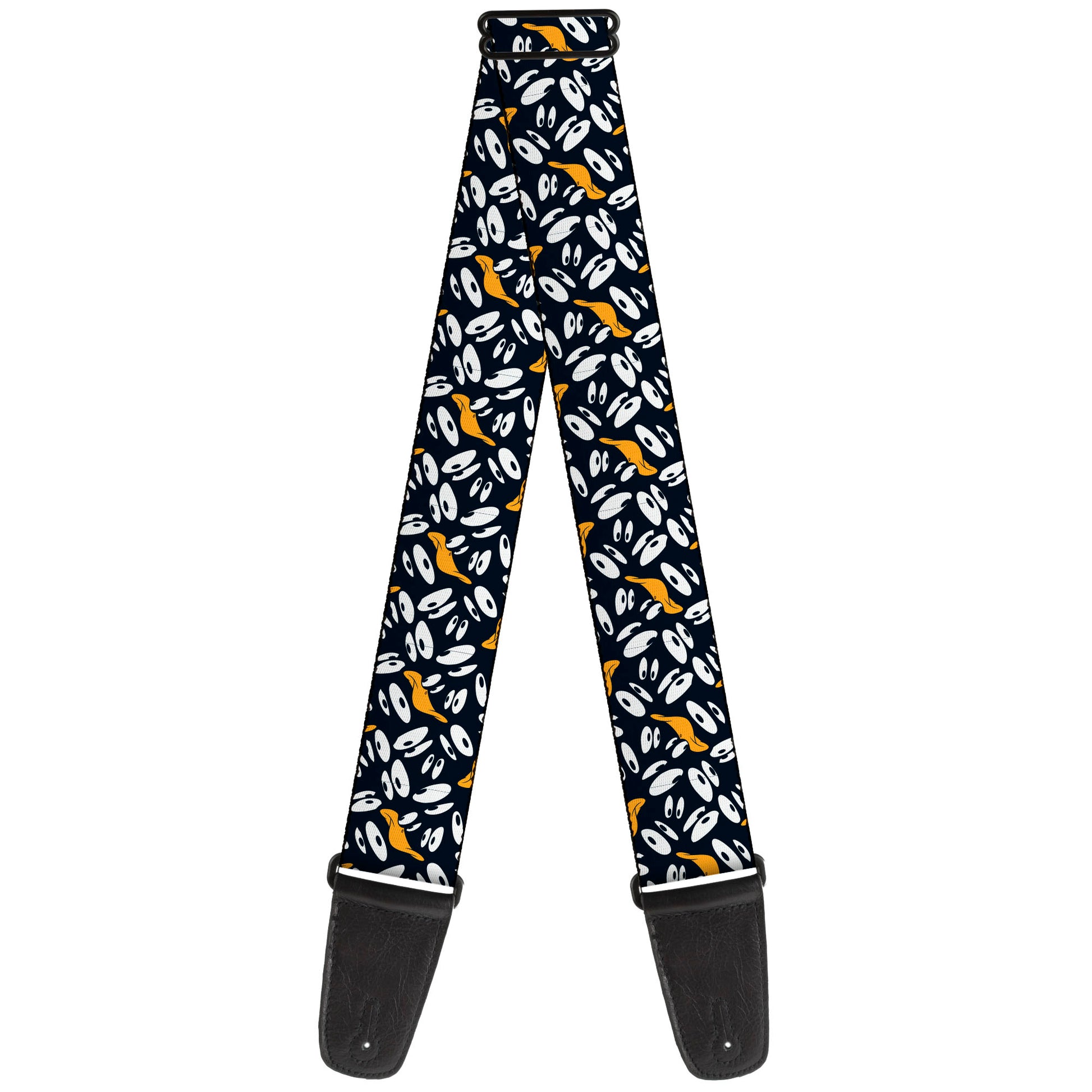 Guitar Strap - Daffy Duck Expression and Eyes Scattered Black/White Guitar Straps Looney Tunes