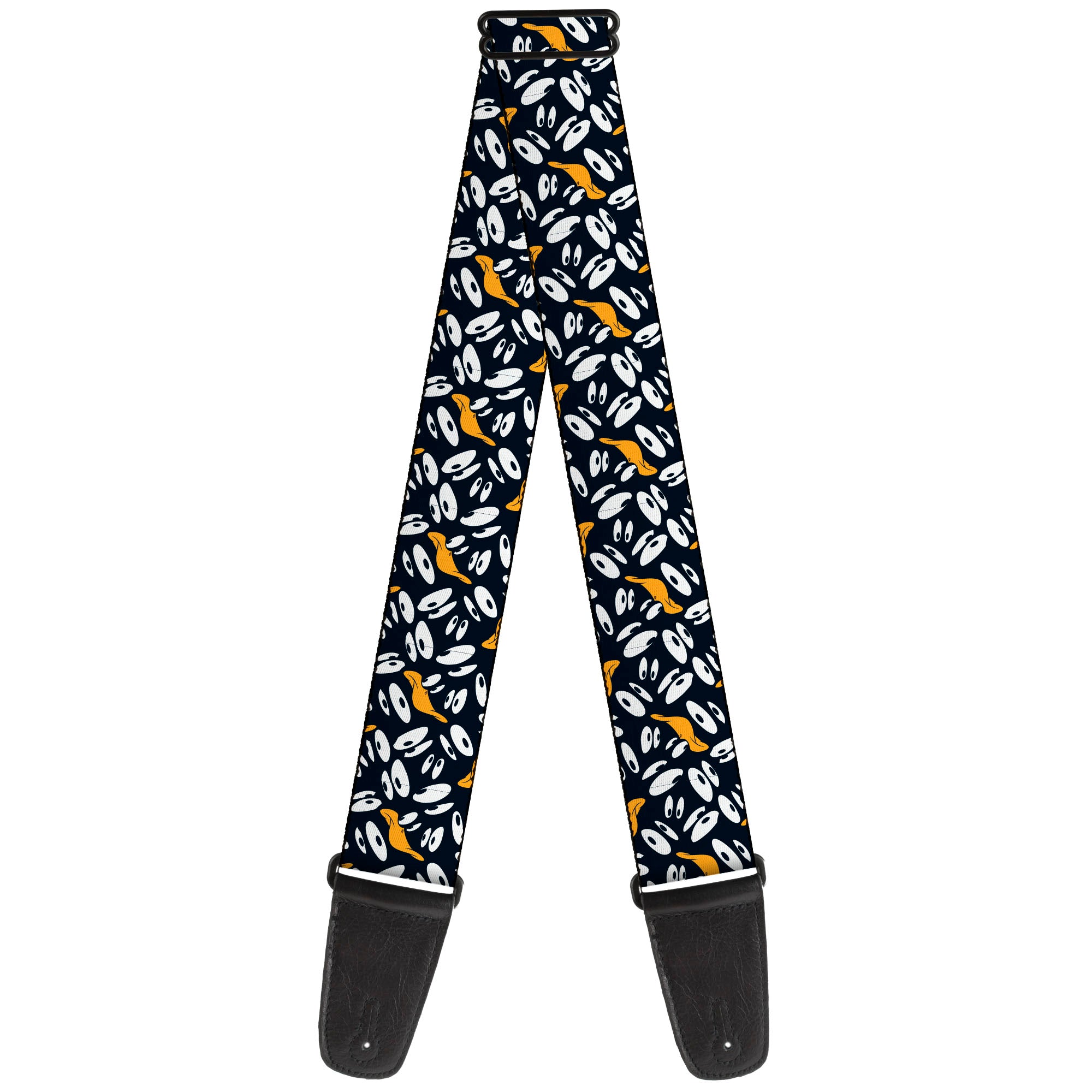 Guitar Strap - Daffy Duck Expression and Eyes Scattered Black/White Guitar Straps Looney Tunes