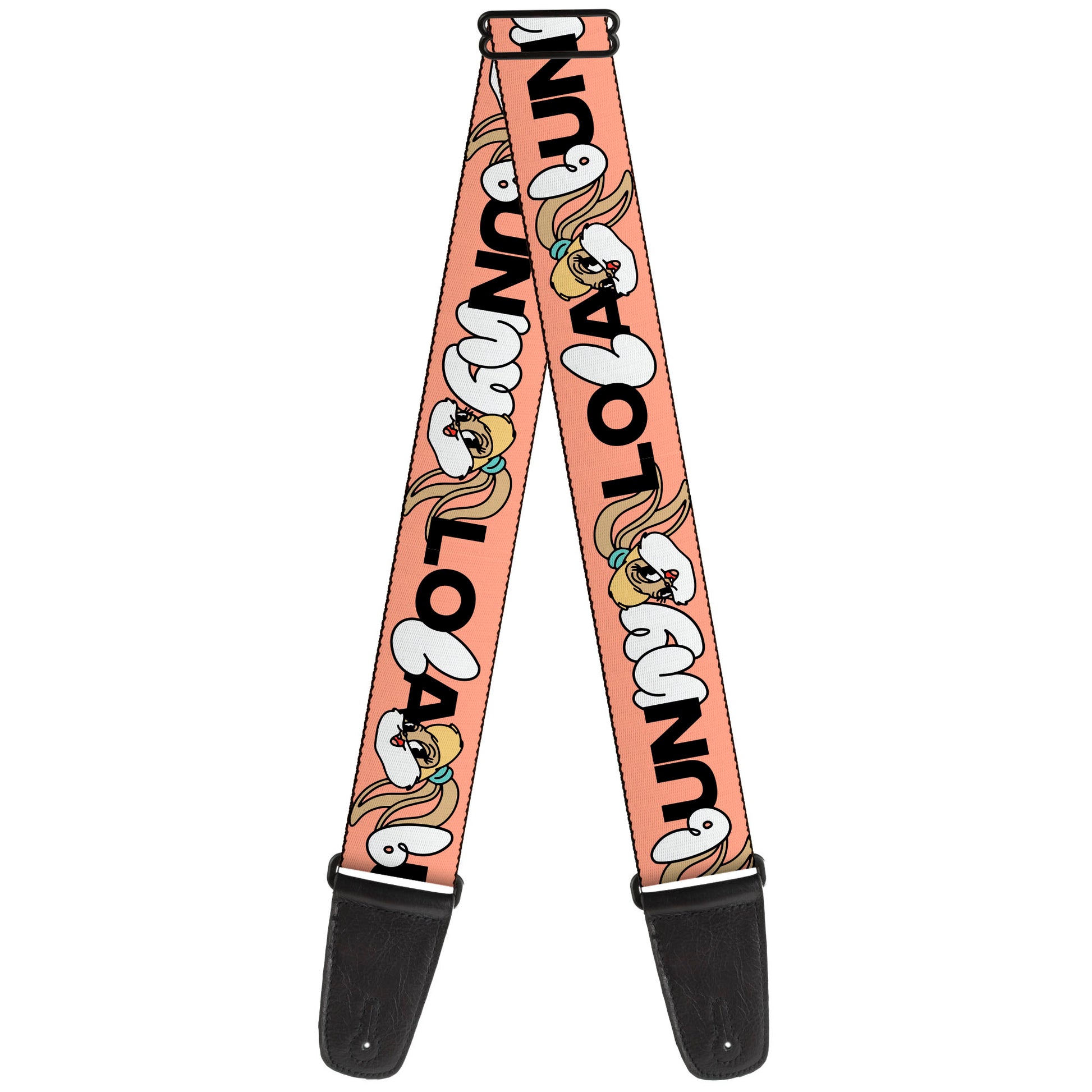Guitar Strap - LOLA BUNNY Smiling Face Text Peach Guitar Straps Looney Tunes