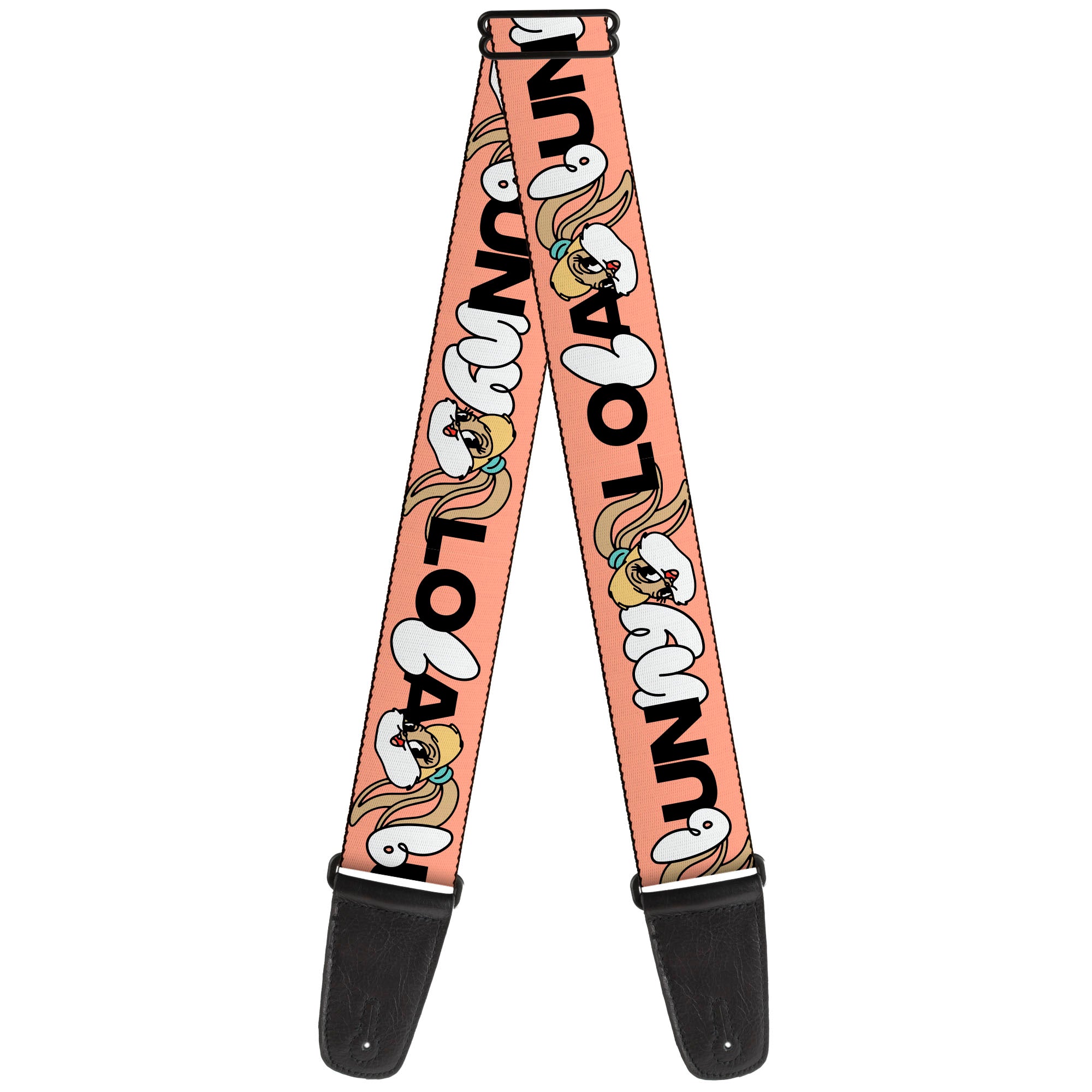 Guitar Strap - LOLA BUNNY Smiling Face Text Peach Guitar Straps Looney Tunes