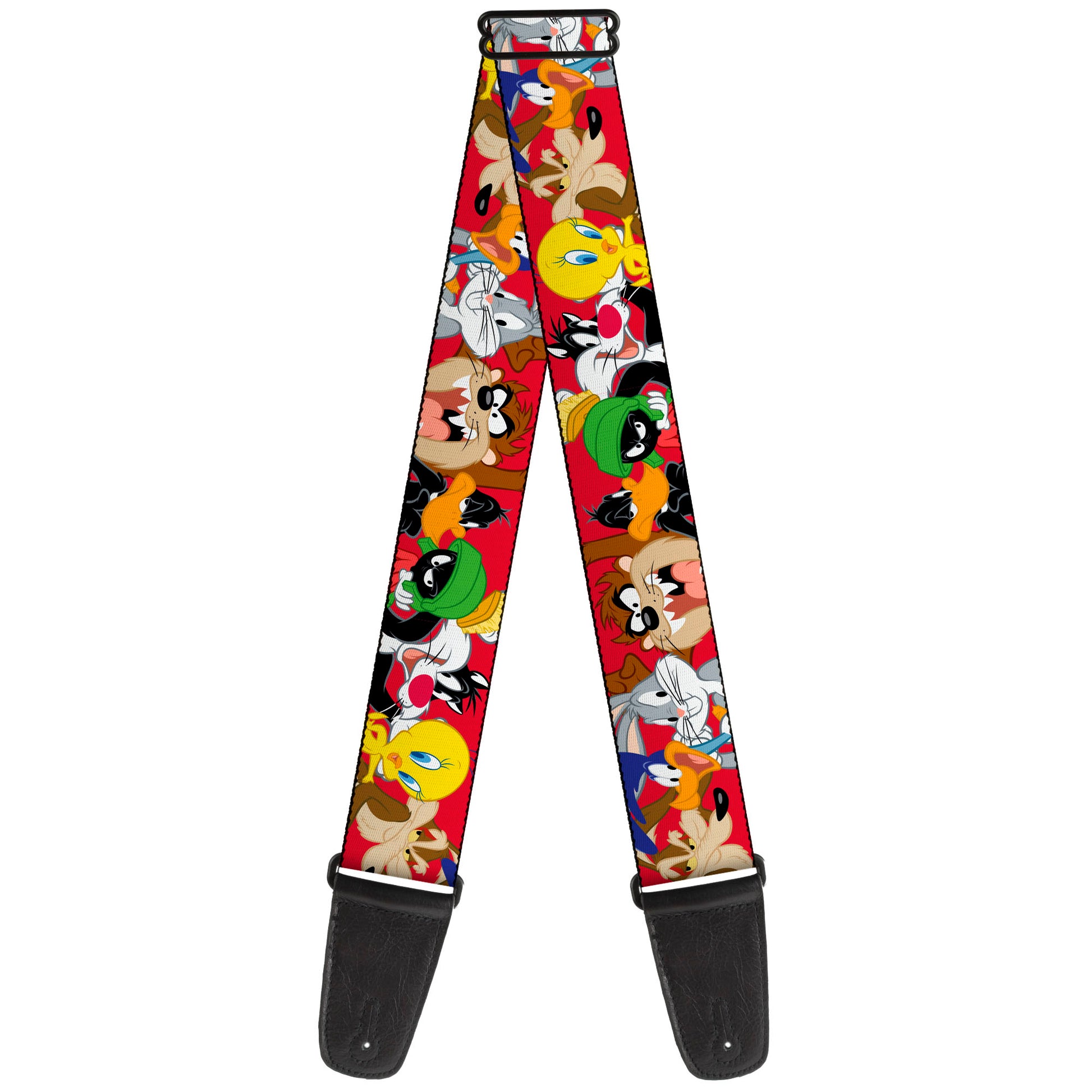 Guitar Strap - Looney Tunes Eight Character Faces Red Guitar Straps Looney Tunes