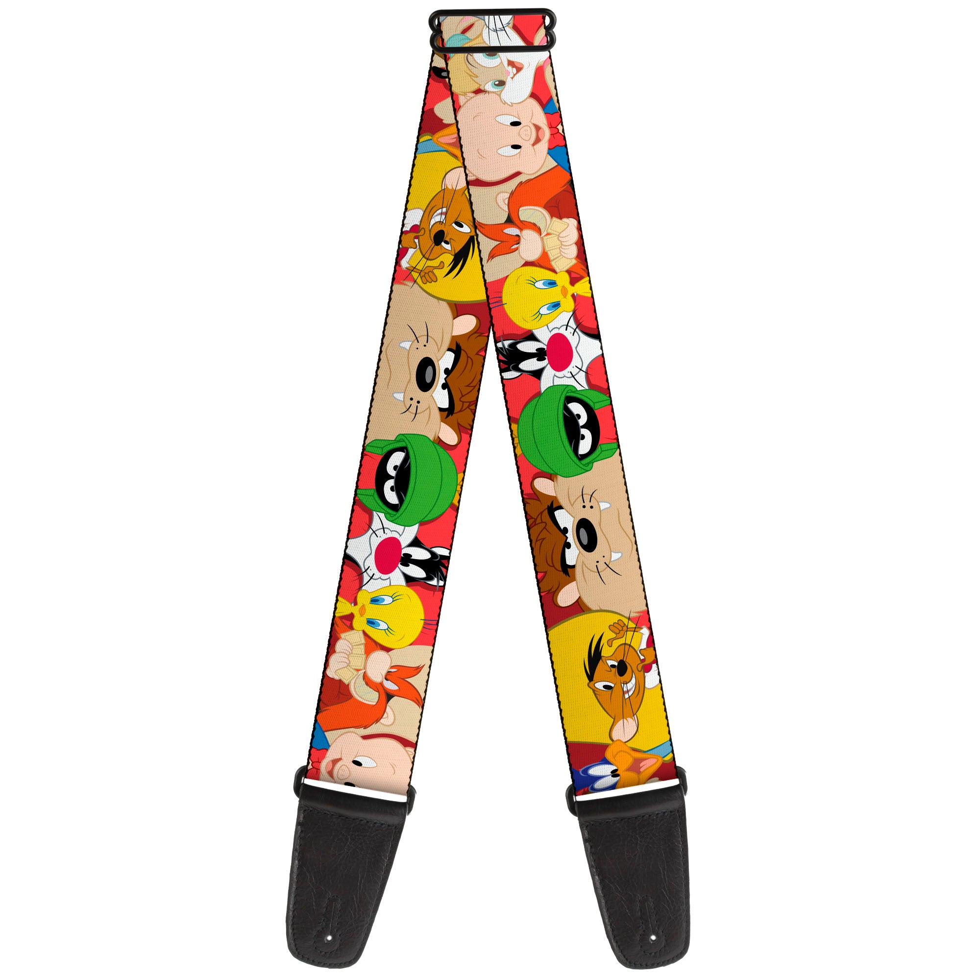 Guitar Strap - Looney Tunes Twelve Character Expressions Red Guitar Straps Looney Tunes
