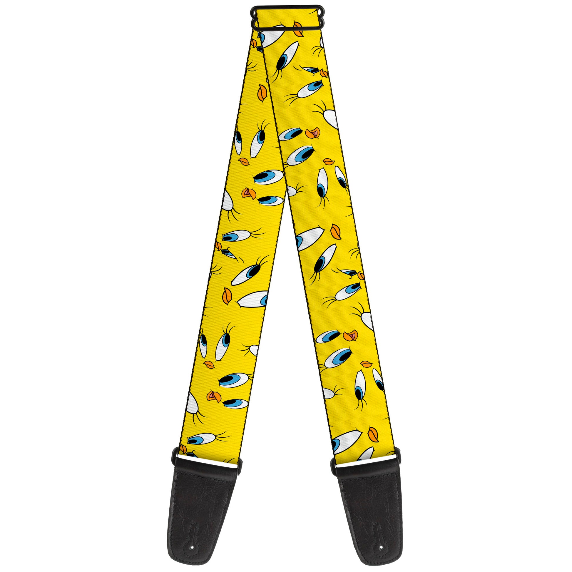 Guitar Strap - Tweety Expression and Eyes Scattered Yellow Guitar Straps Looney Tunes