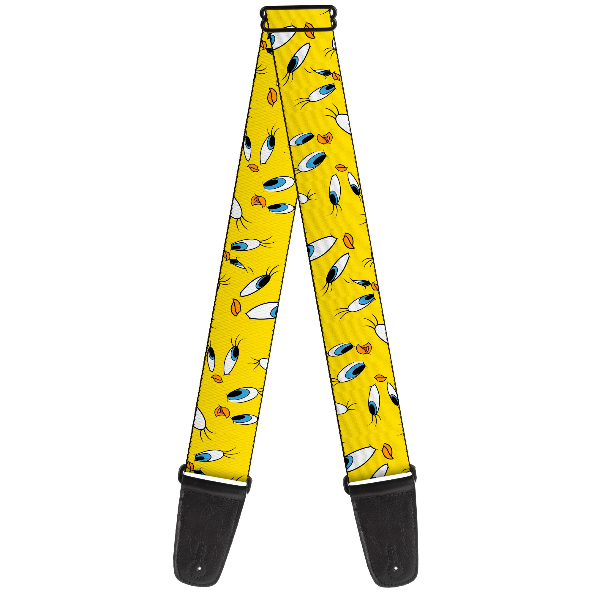 Guitar Strap - Tweety Expression and Eyes Scattered Yellow Guitar Straps Looney Tunes