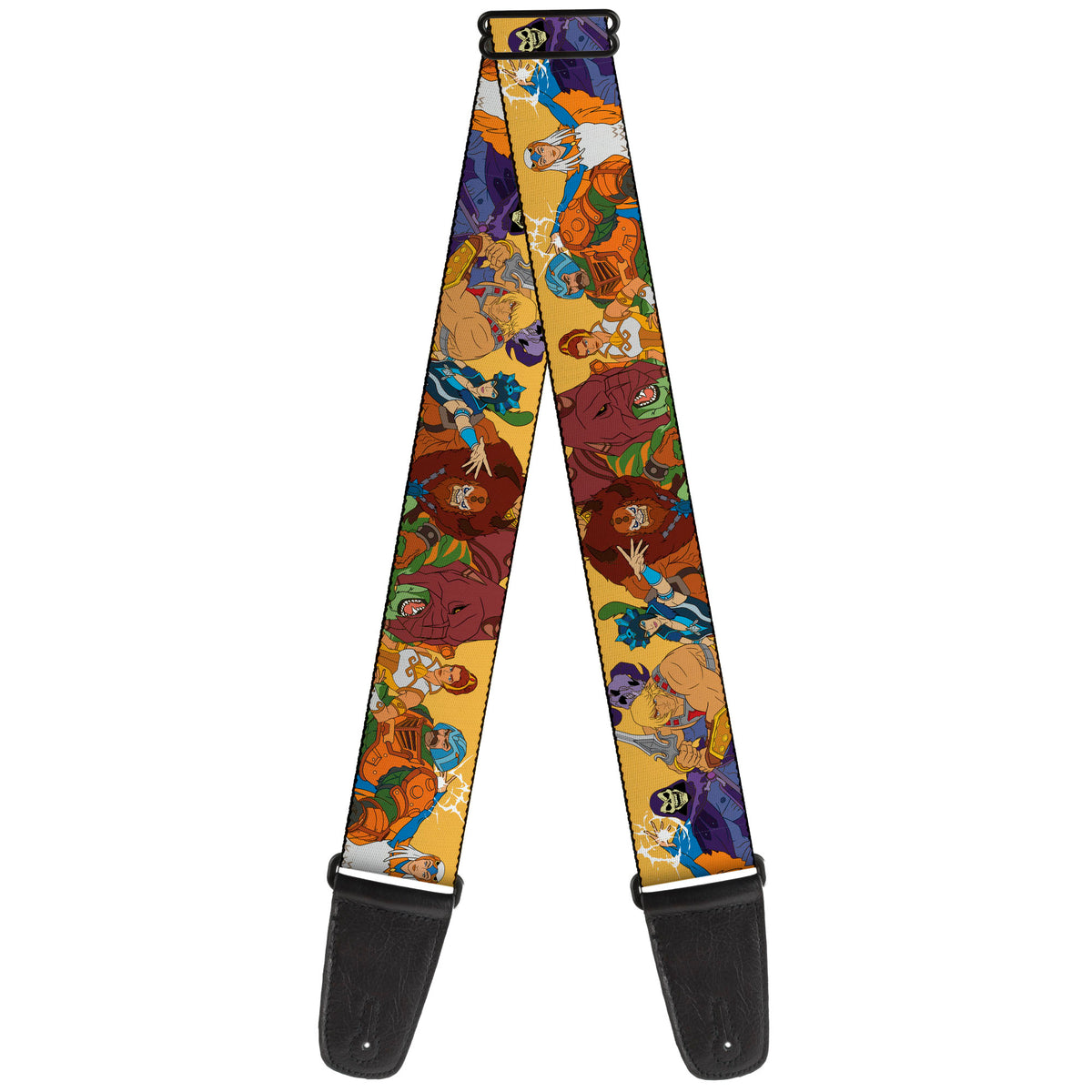 Guitar Strap - MOTU Revelation Eight Character Group Pose Yellow Guitar Straps Masters of the Universe