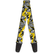 Guitar Strap - Teenage Mutant Ninja Turtles Shredder Pose and Icons Grays/Yellow Guitar Straps Teenage Mutant Ninja Turtles