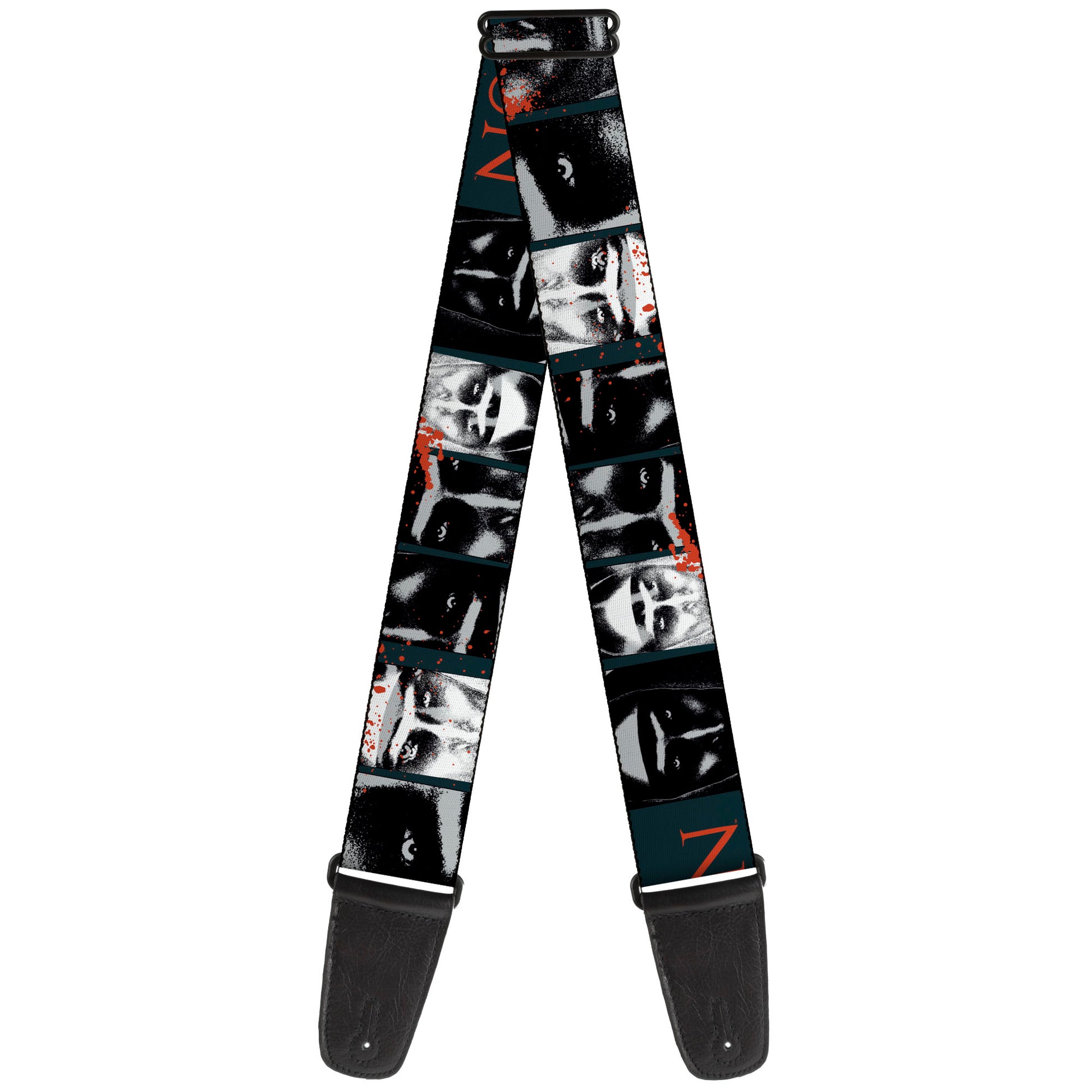 Guitar Strap - THE NUN Demon Nun Valak Pose Blocks and Title Logo Blue/Red/White Guitar Straps The Nun