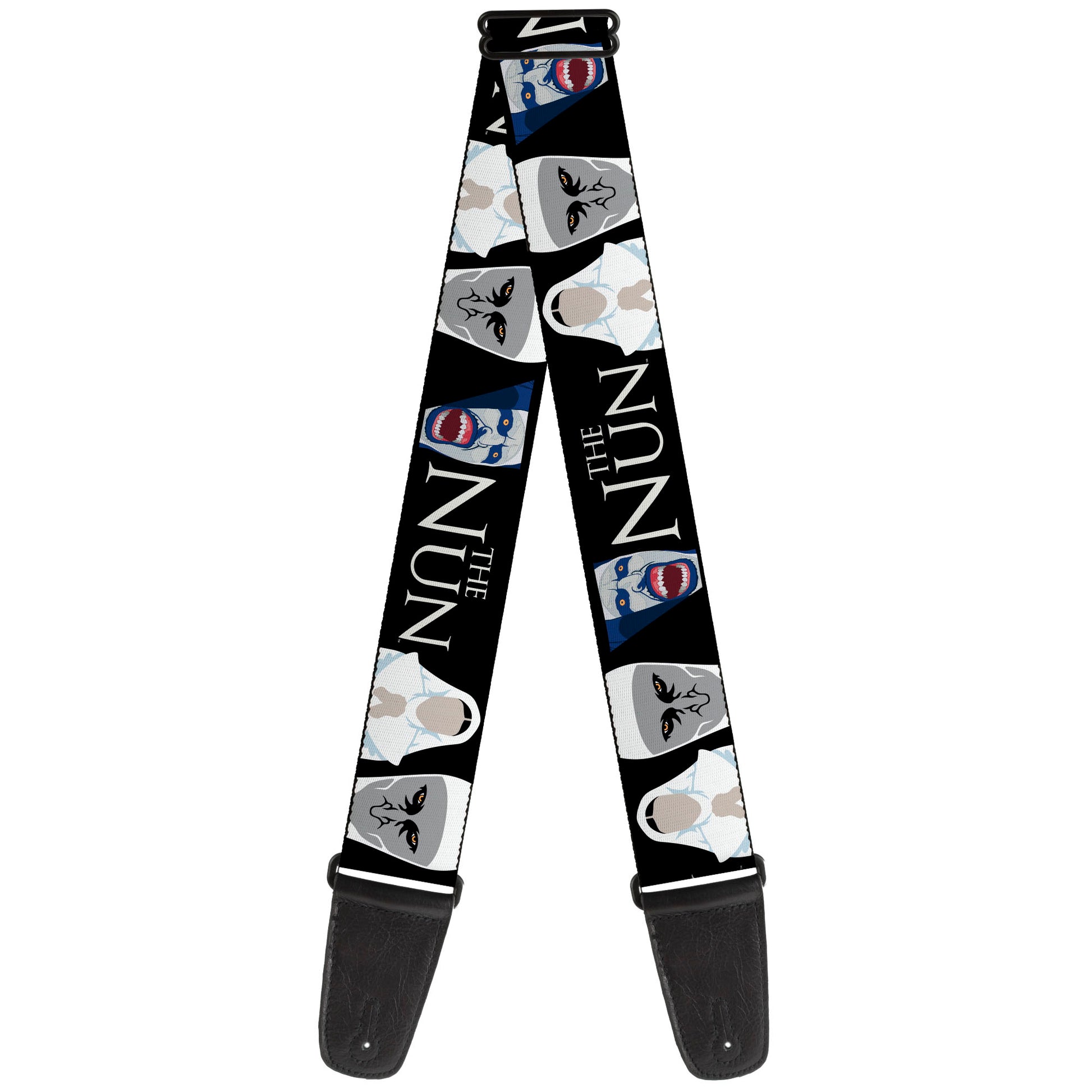 Guitar Strap - THE NUN Sister Irene and Demon Nun Valak Icons with Title Logo Black/White Guitar Straps The Nun
