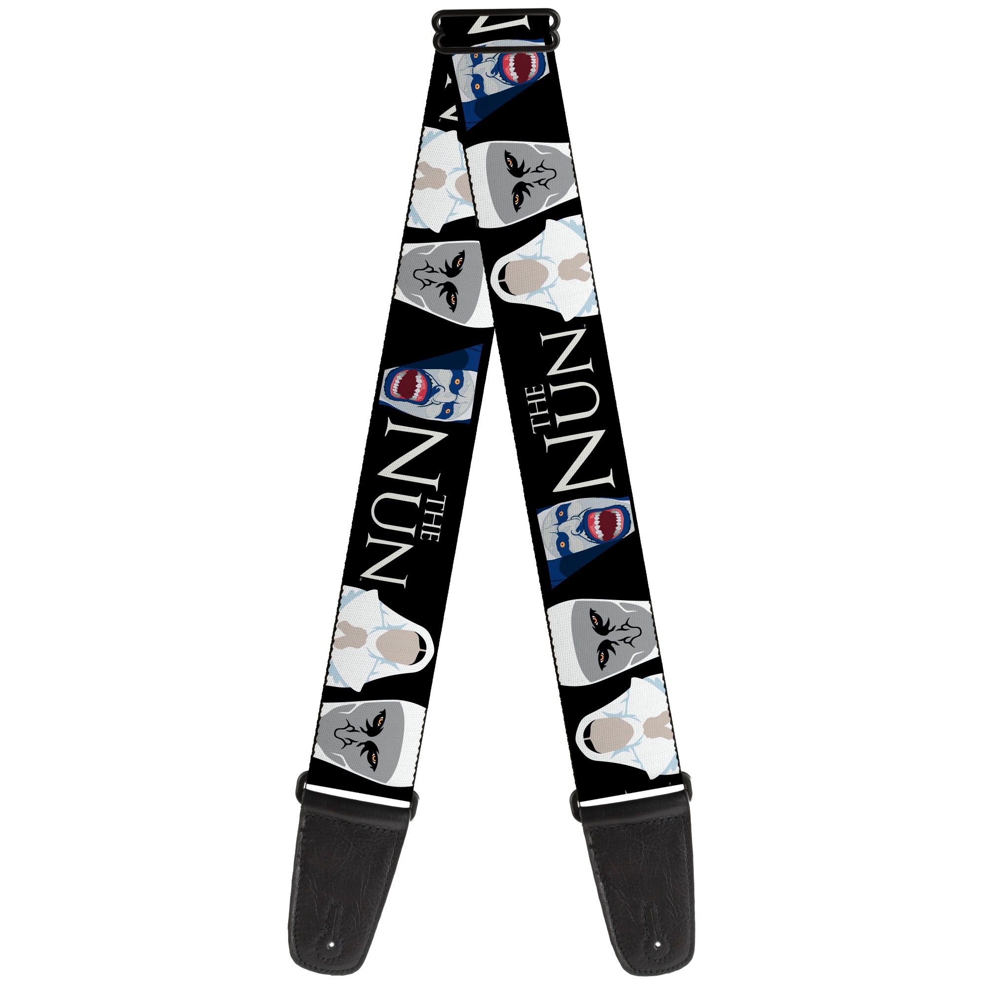 Guitar Strap - THE NUN Sister Irene and Demon Nun Valak Icons with Title Logo Black/White Guitar Straps The Nun