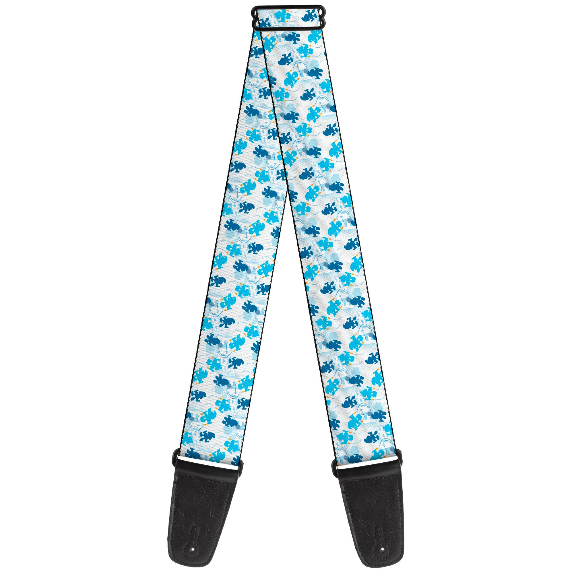 Guitar Strap - The Smurfs Blast Off FREE Silhouette Pose White/Blues Guitar Straps The Smurfs