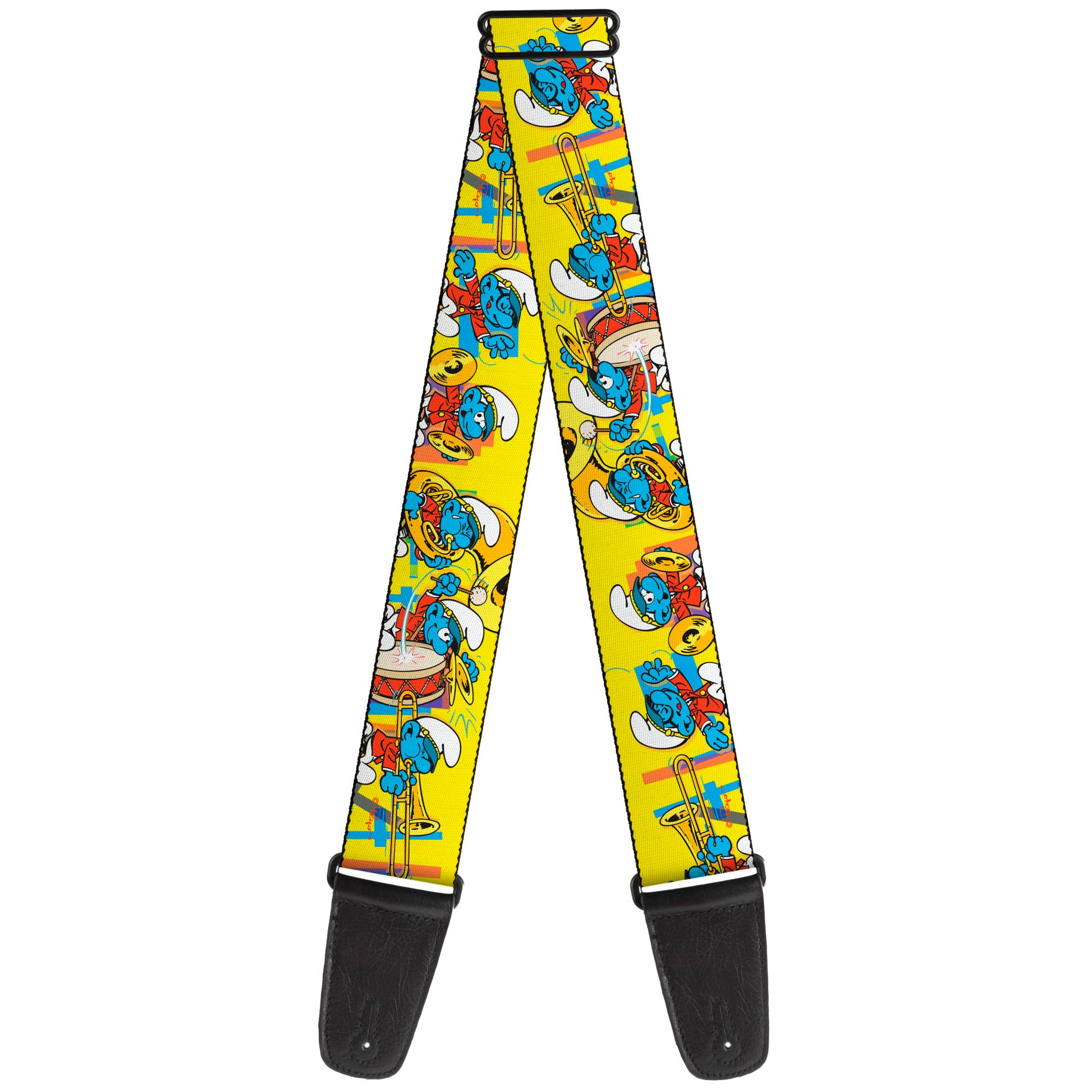 Guitar Strap - The Smurfs Carnival Party Band Line Yellow Guitar Straps The Smurfs