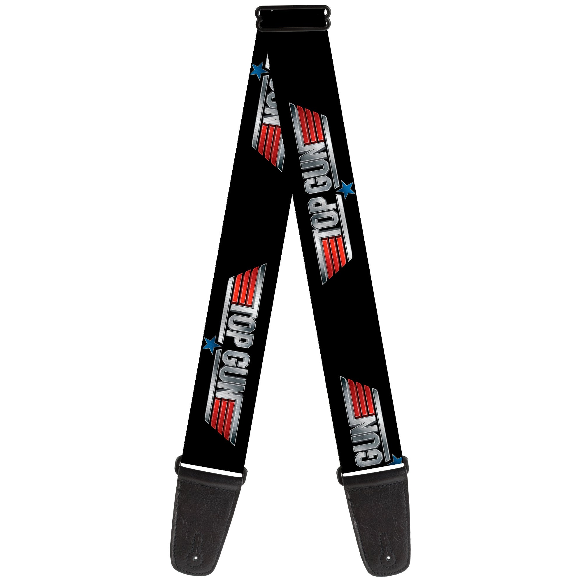 Guitar Strap - TOP GUN Title Logo Black/Silver/Red/Blue Guitar Straps Top Gun