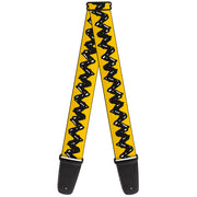 Guitar Strap - Peanuts 75th Anniversary Charlie Brown Zig Zag Stripe Yellow/Black Guitar Straps Peanuts