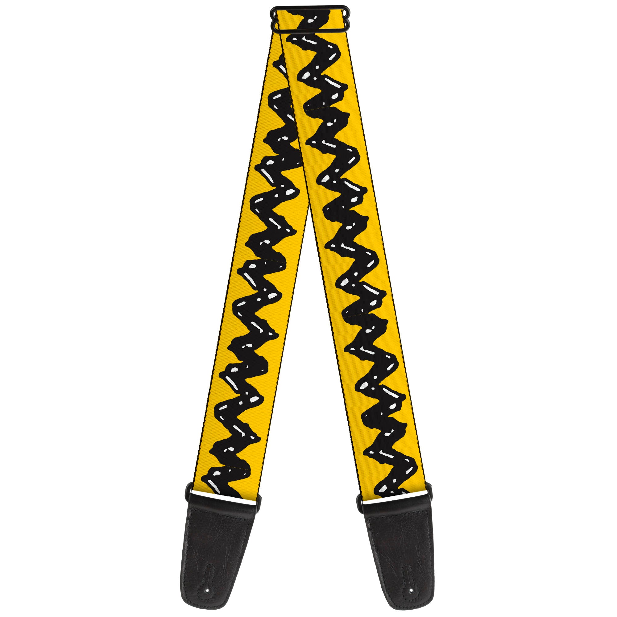 Guitar Strap - Peanuts 75th Anniversary Charlie Brown Zig Zag Stripe Yellow/Black Guitar Straps Peanuts