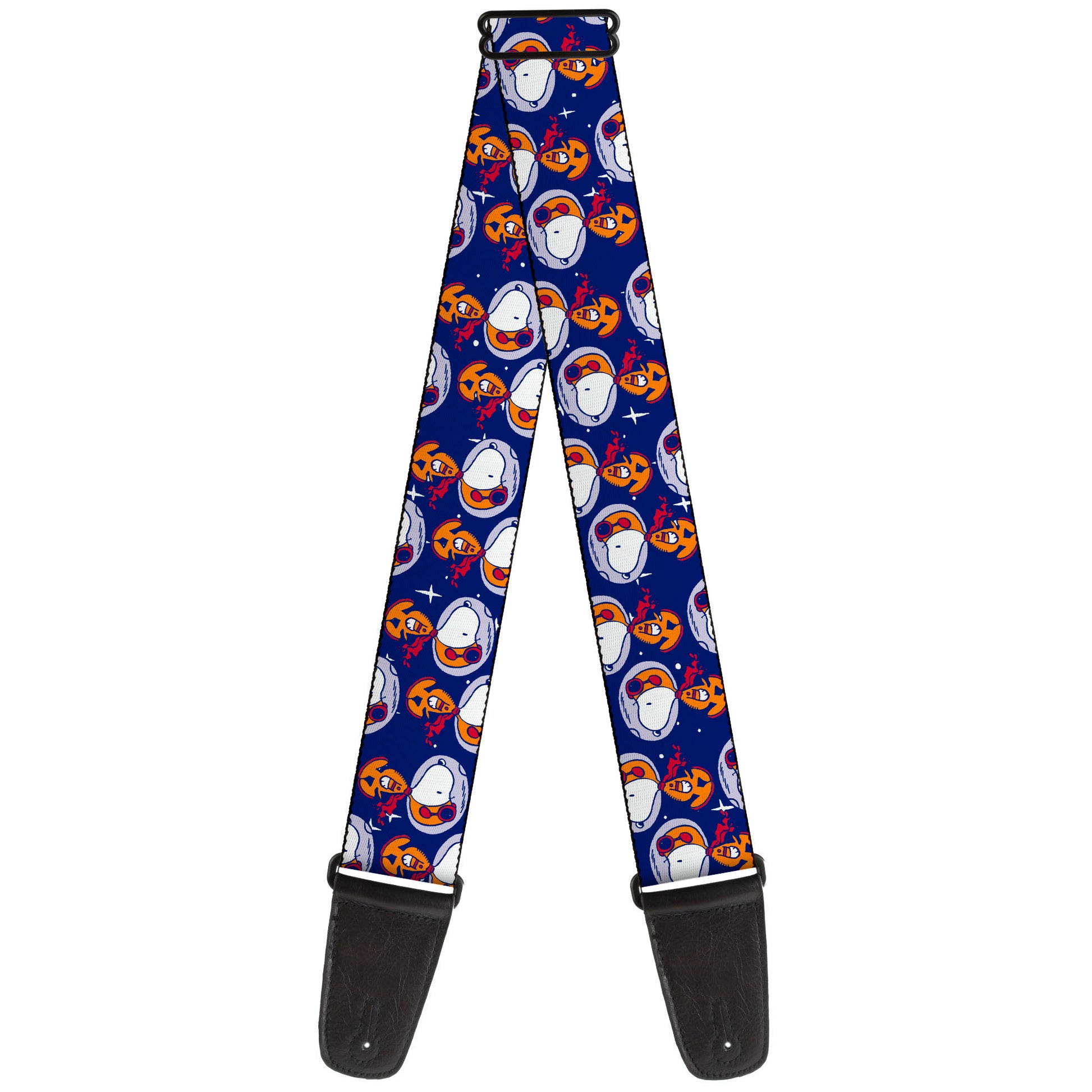 Guitar Strap - Peanuts Astronaut Snoopy Walking Pose Scattered Blue/Orange Guitar Straps Peanuts
