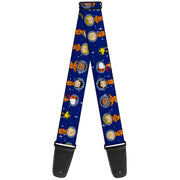 Guitar Strap - Peanuts Gang Astronauts Standing Poses Stars Blue/White Guitar Straps Peanuts