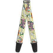 Guitar Strap - Peanuts Snoopy Flying Ace and Woodstock GROOVY Quotes Collage Yellow Guitar Straps Peanuts