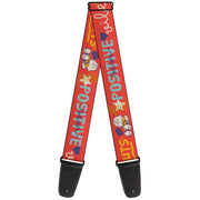 Guitar Strap - Peanuts Gang SEMI-POSITIVE VIBES Quote Red/Blues/White Guitar Straps Peanuts