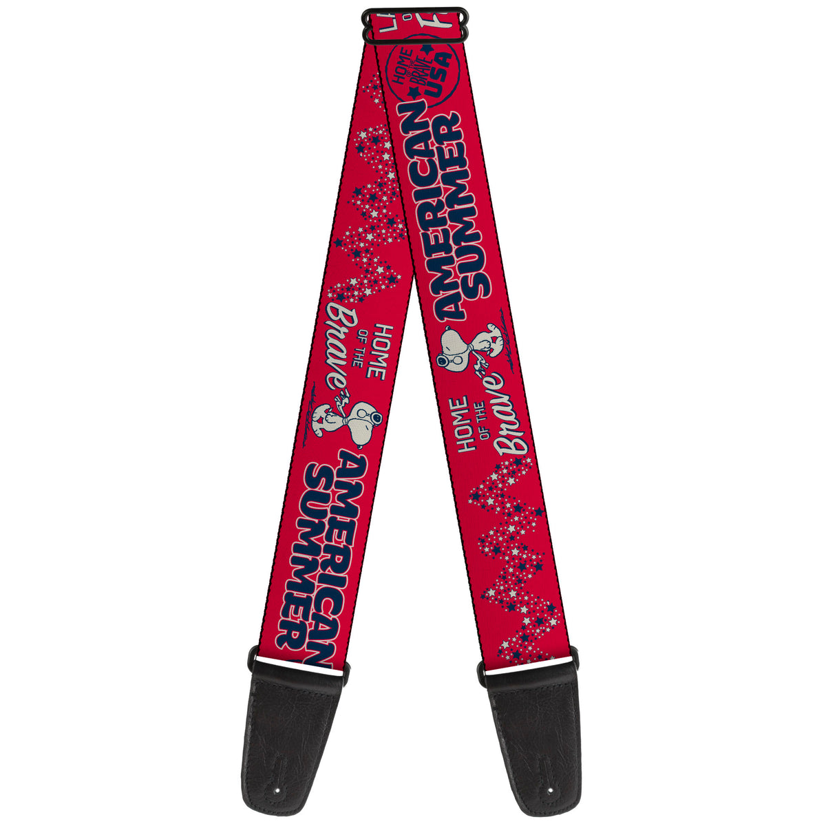Guitar Strap - Peanuts Gang AMERICAN SUMMER Poses Red/Blue/White Guitar Straps Peanuts