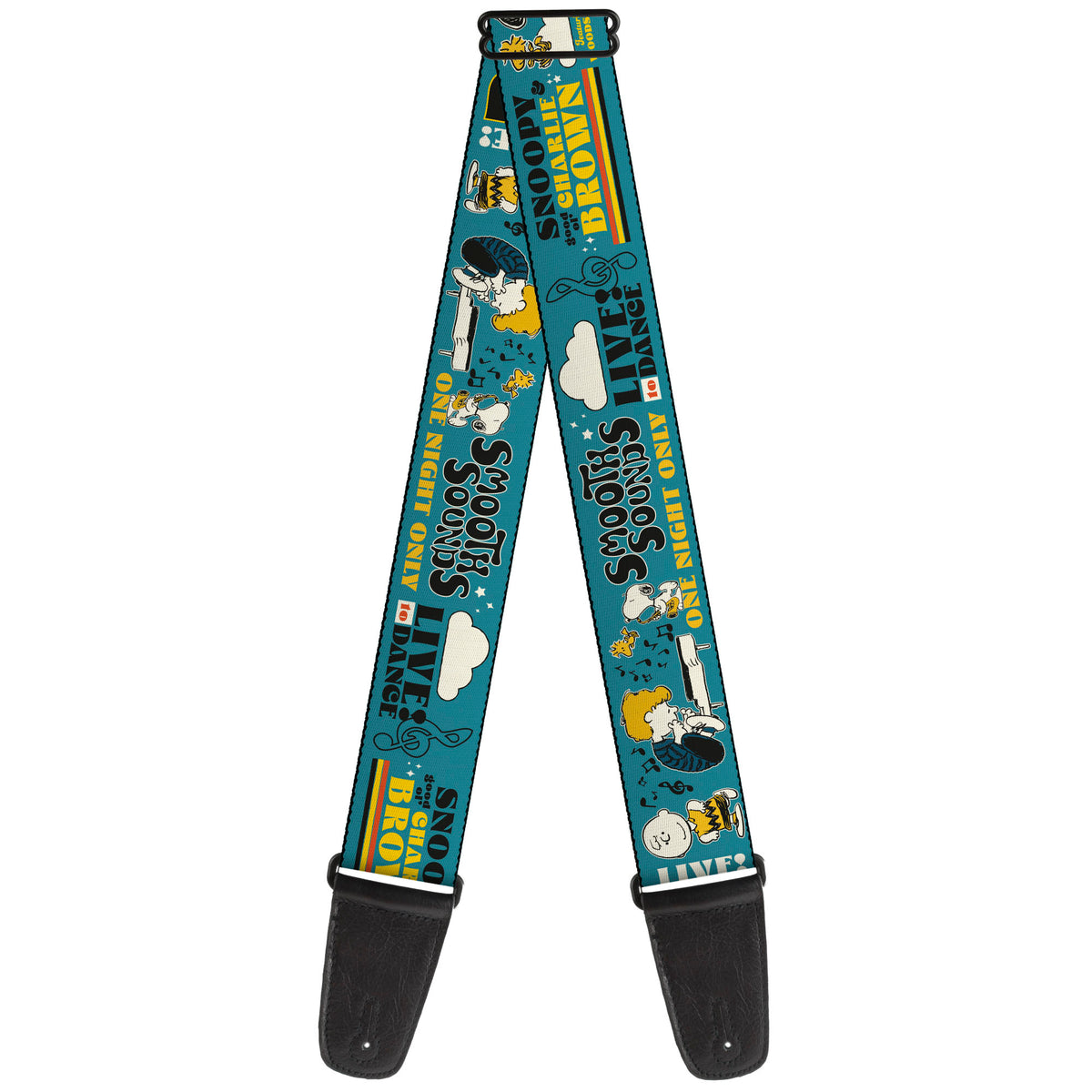 Guitar Strap - Peanuts Gang DANCE MUSIC Poses and Quotes Blue/Multi Color Guitar Straps Peanuts