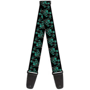 Guitar Strap - Rick and Morty Psychedelic Monster Pose Black/Greens Guitar Straps Rick and Morty   
