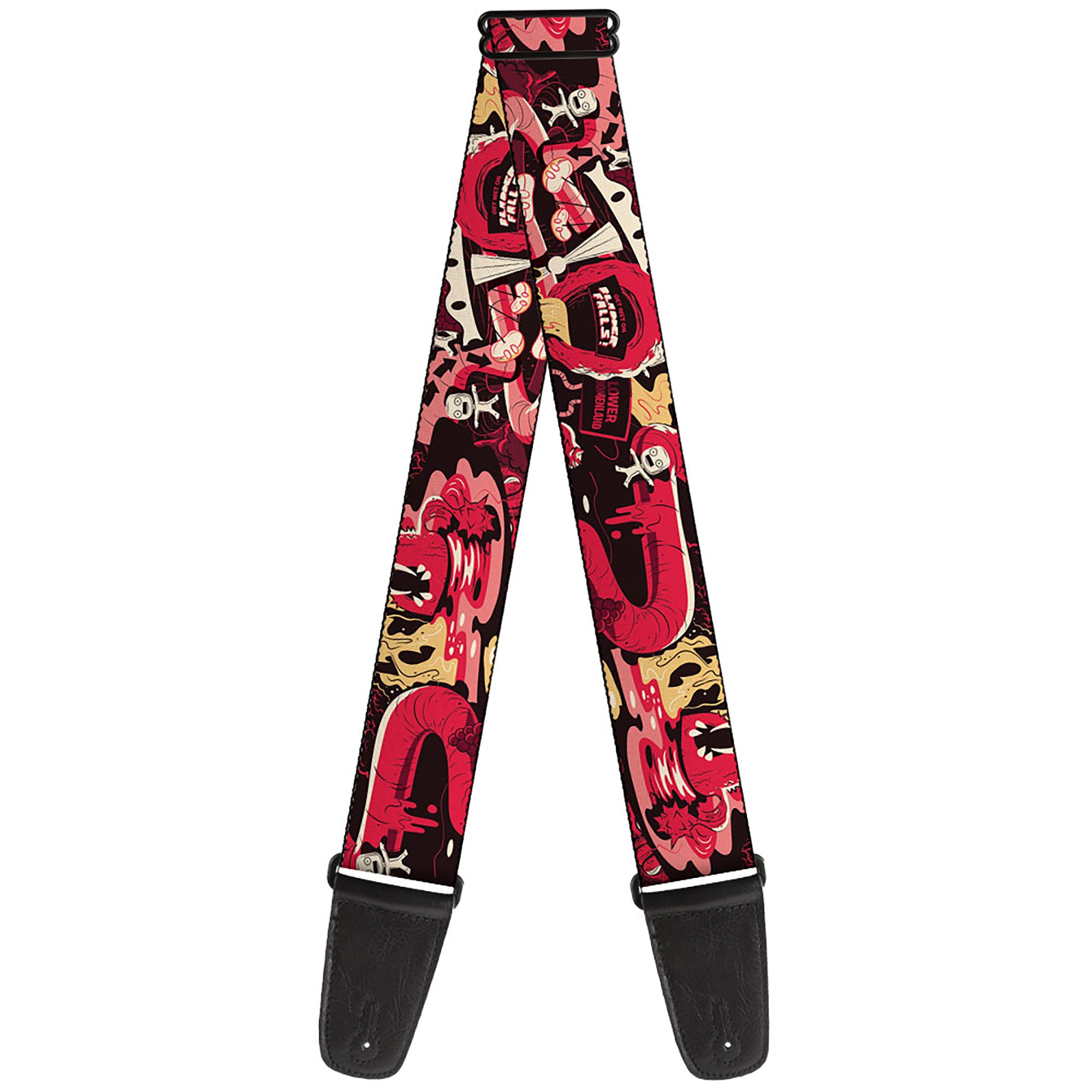 Guitar Strap - Rick and Morty Anatomy Park Collage Reds/Black Guitar Straps Rick and Morty   