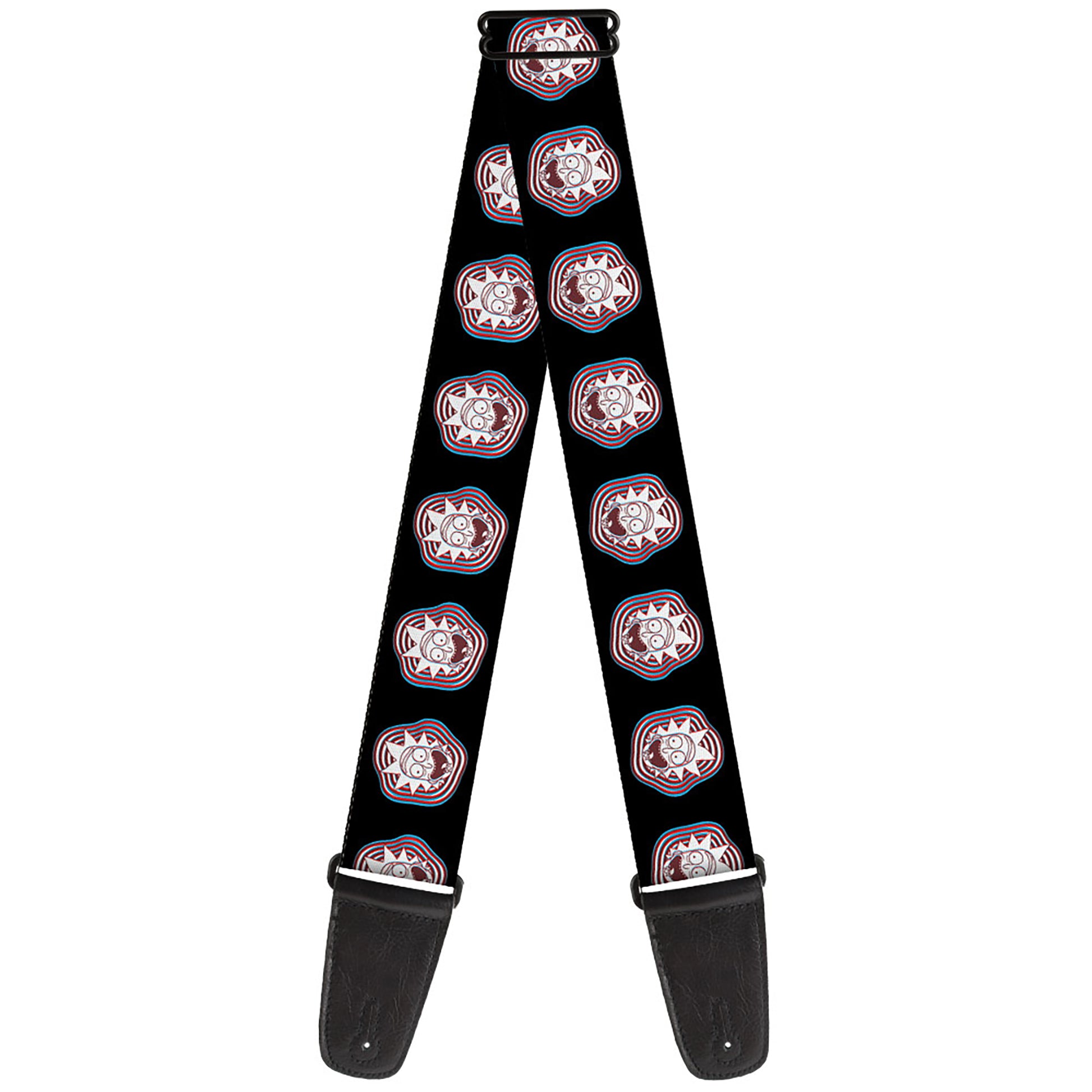 Guitar Strap - Rick and Morty Rick Vaporwave Bullseye Black/Blue/Red/White Guitar Straps Rick and Morty   