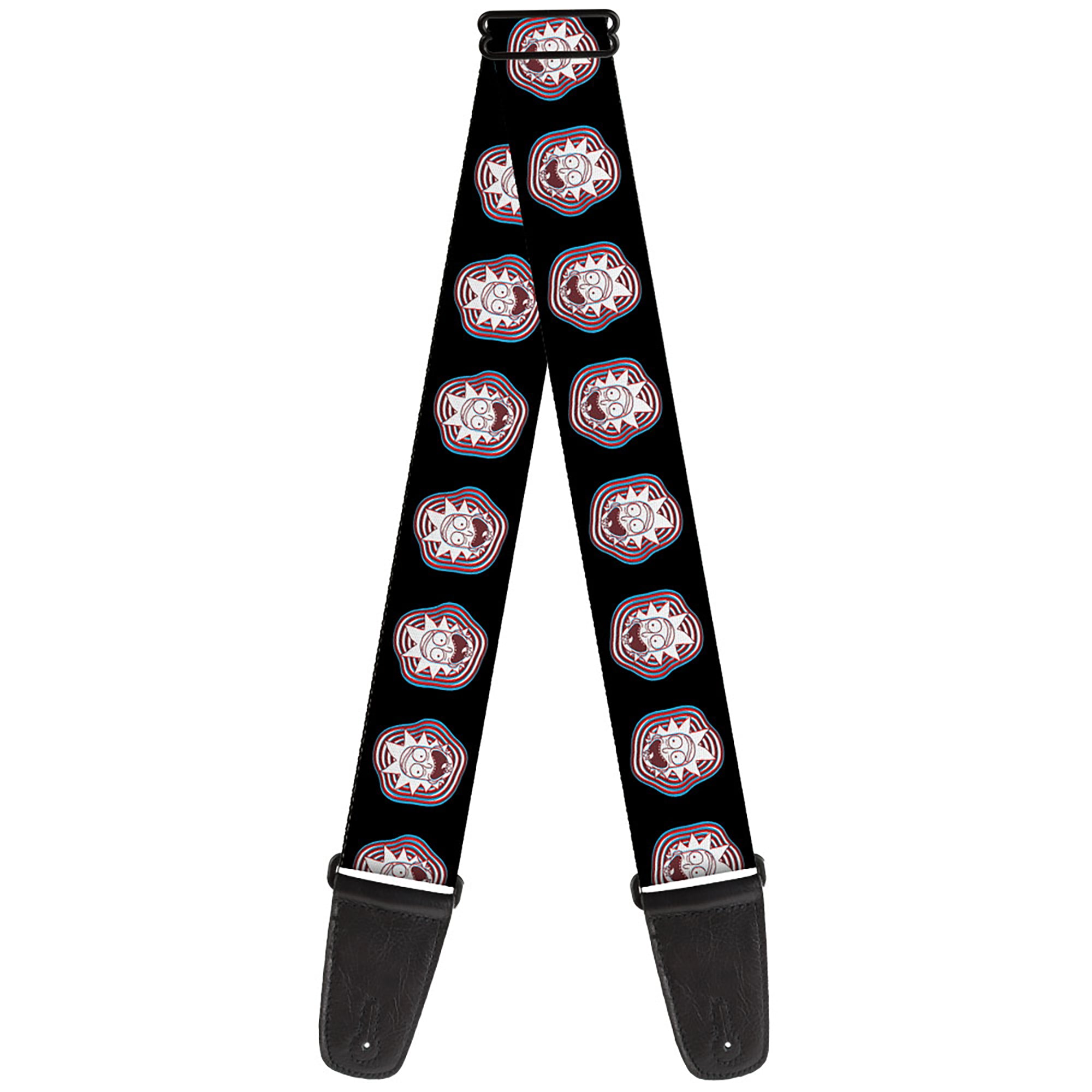 Guitar Strap - Rick and Morty Rick Vaporwave Bullseye Black/Blue/Red/White Guitar Straps Rick and Morty   