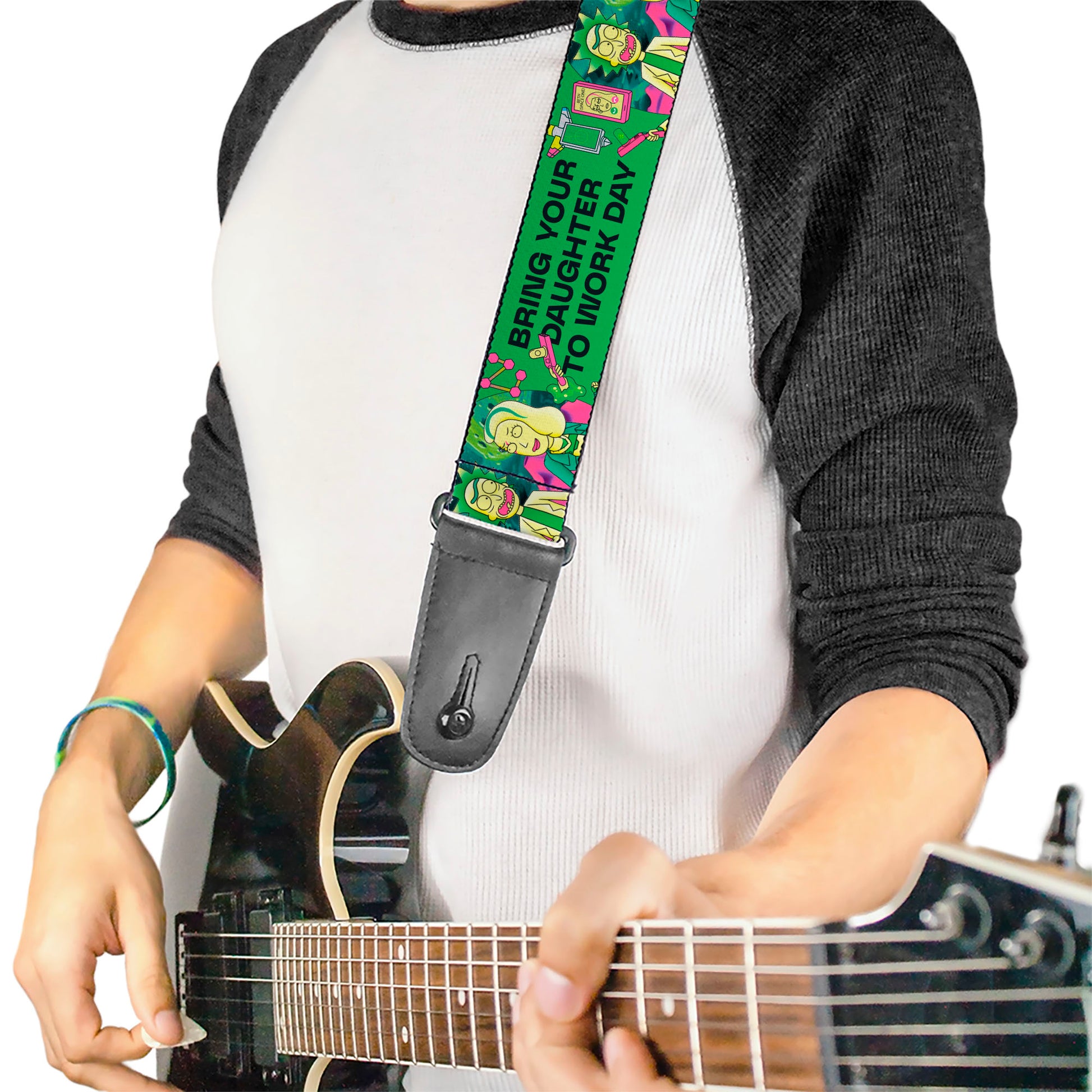 Guitar Strap - Rick with Beth BRING YOUR DAUGHTER TO WORK DAY Pose Greens Guitar Straps Rick and Morty