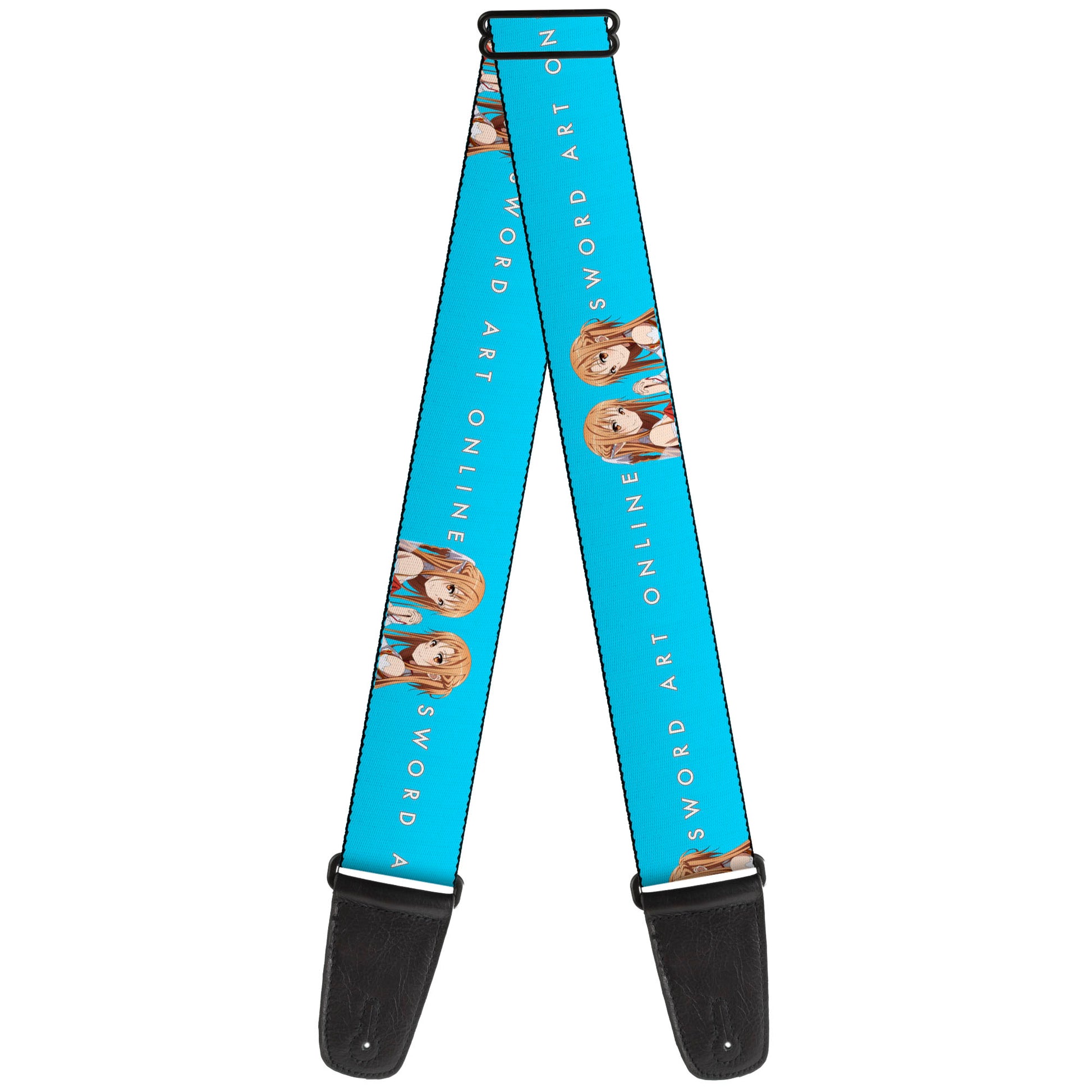 Guitar Strap - SWORD ART ONLINE Asuna Comic Book Cover Pose and Title Logo Blue Guitar Straps Sword Art Online