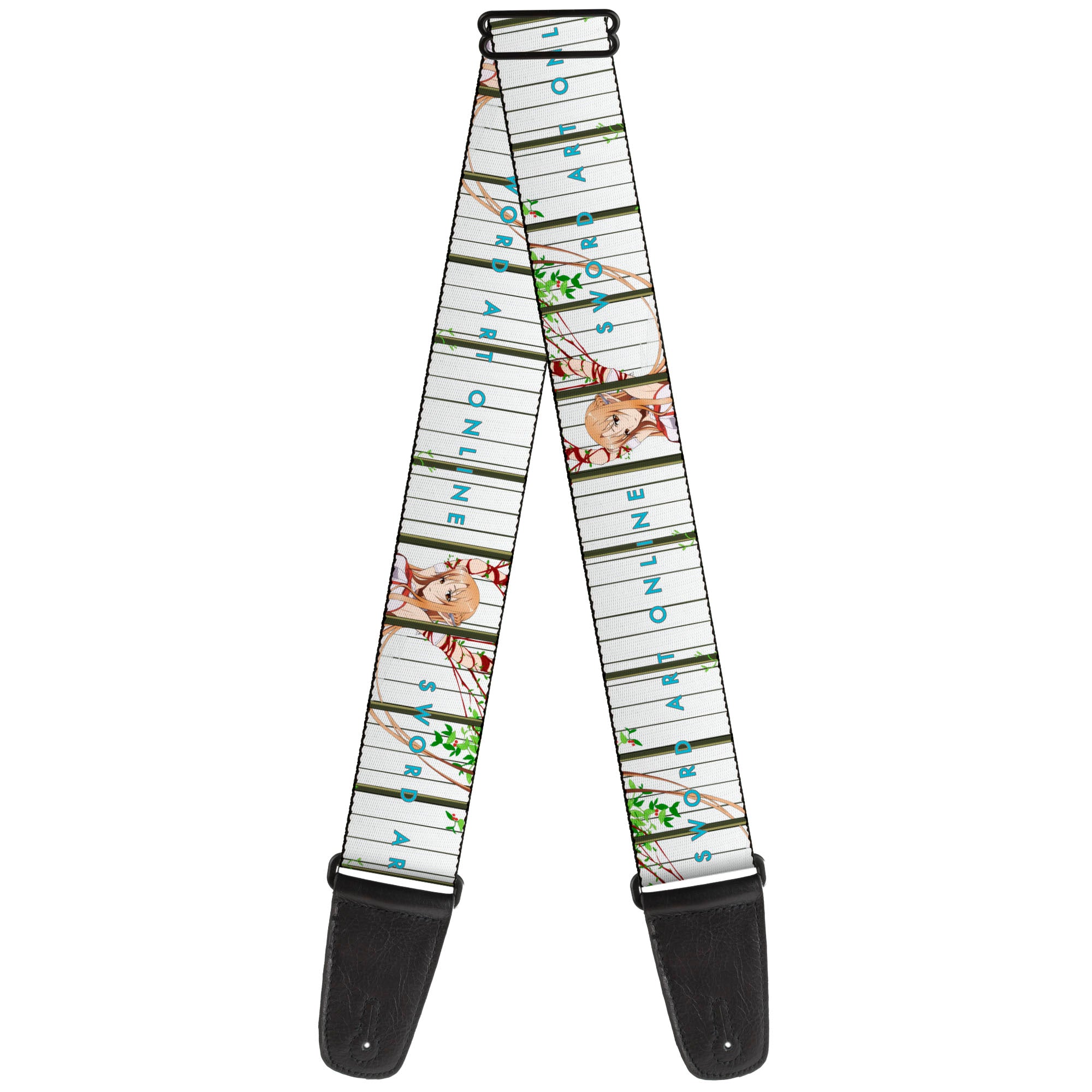 Guitar Strap - SWORD ART ONLINE Asuna Cage Trap Pose and Title Logo White Guitar Straps Sword Art Online