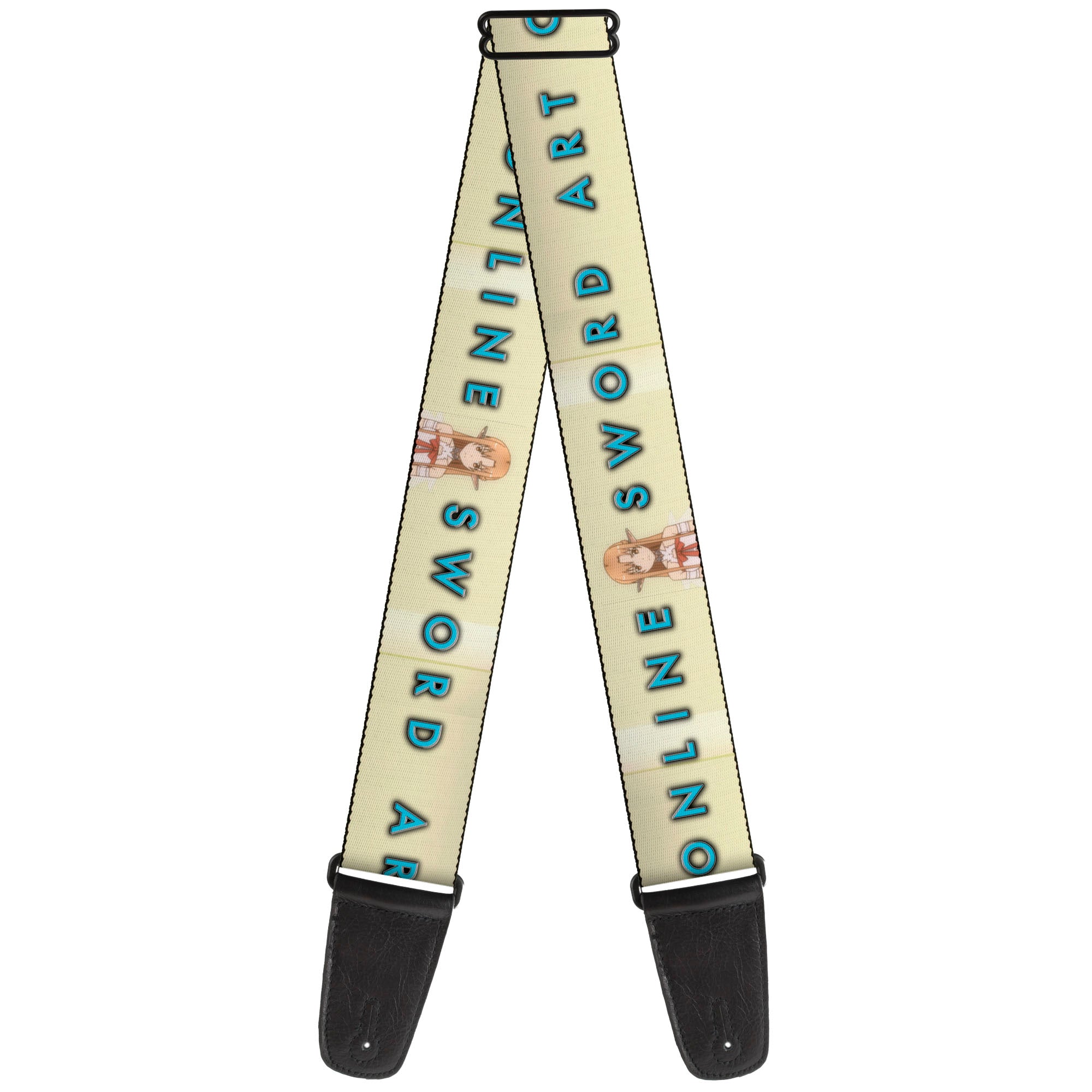 Guitar Strap - SWORD ART ONLINE Asuna Yuuki Pose and Title Logo Cream Guitar Straps Sword Art Online