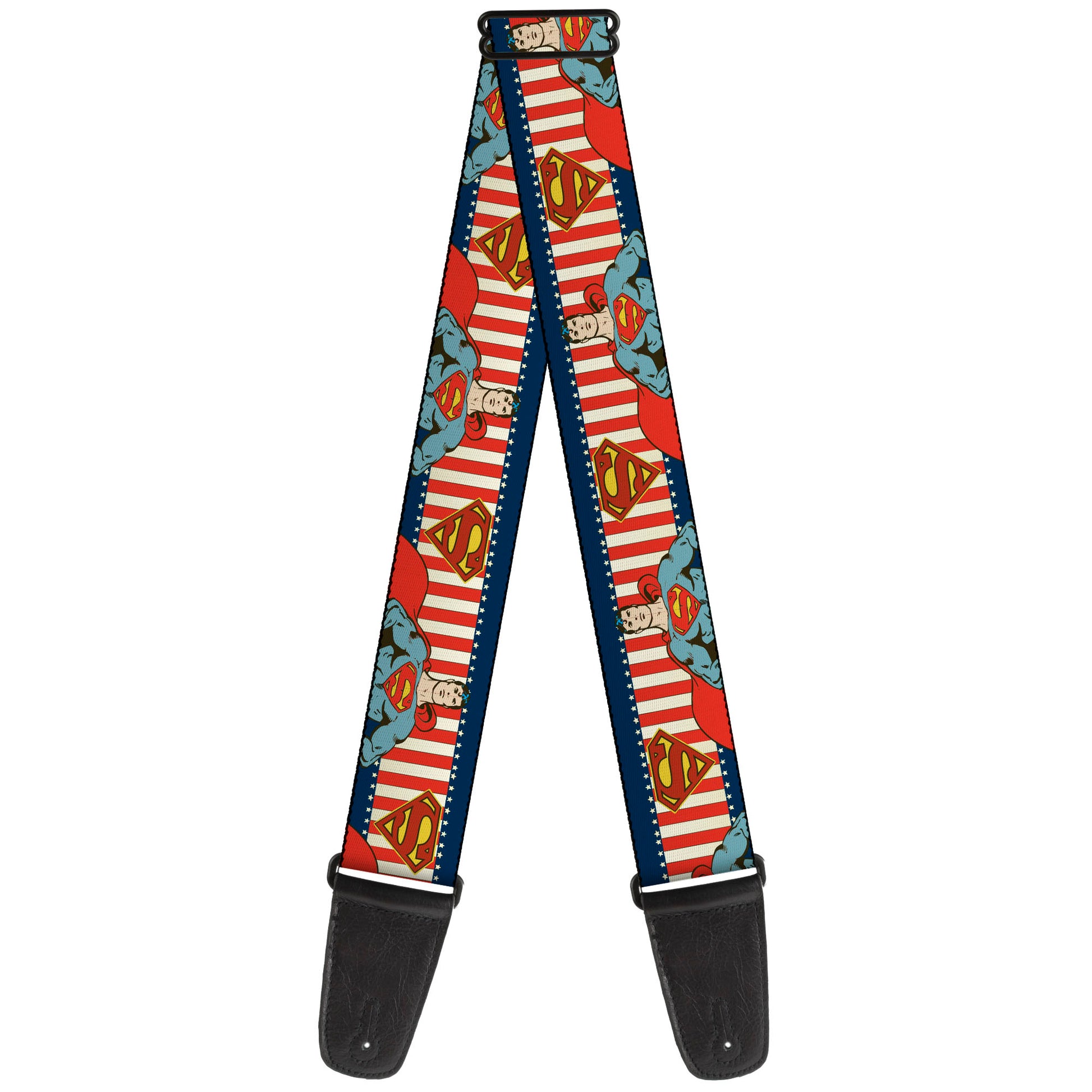 Guitar Strap - Superman Pose/Shield Americana Blue/White/Red/White Guitar Straps DC Comics