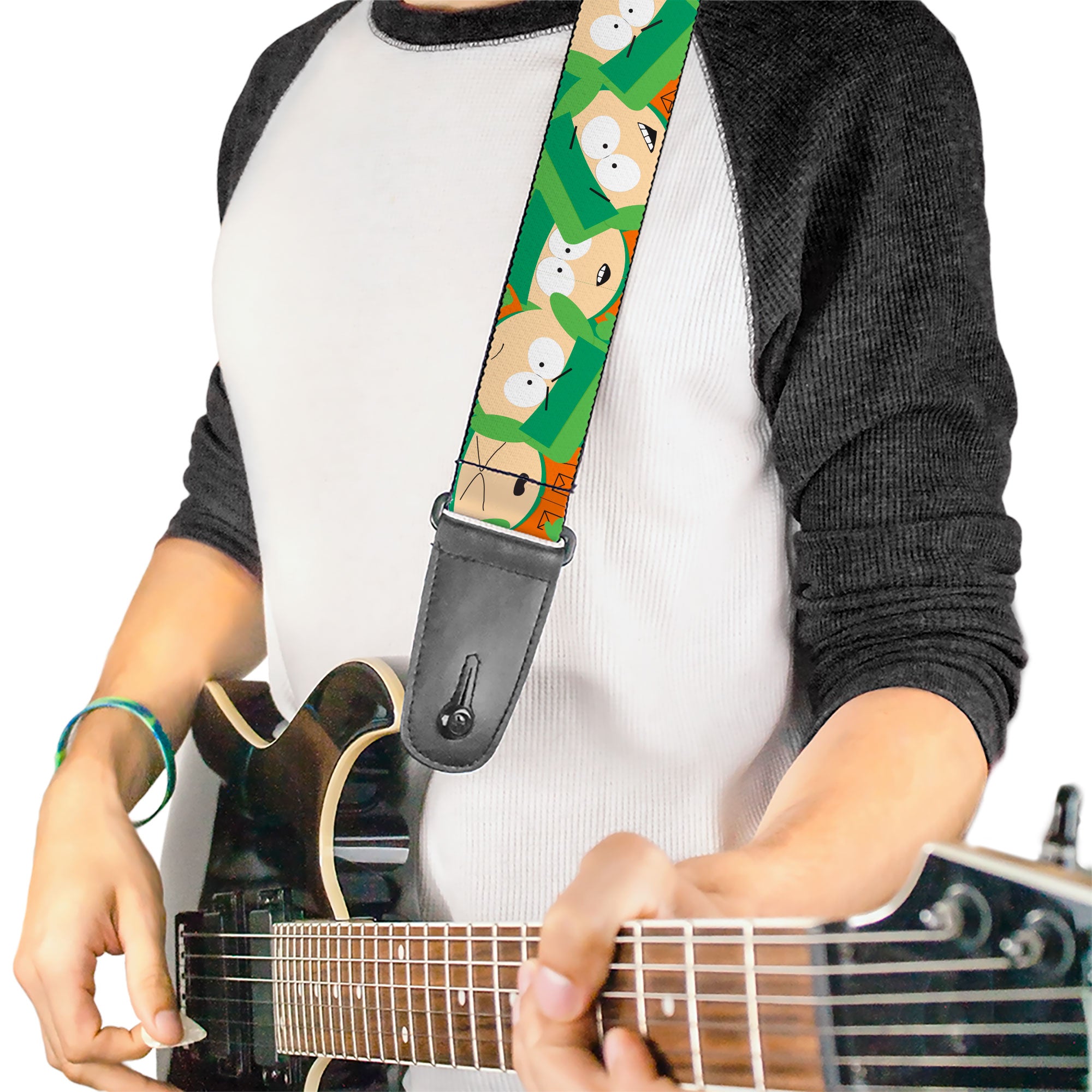 Guitar Strap - South Park Kyle Expressions Scattered Green Guitar Straps South Park