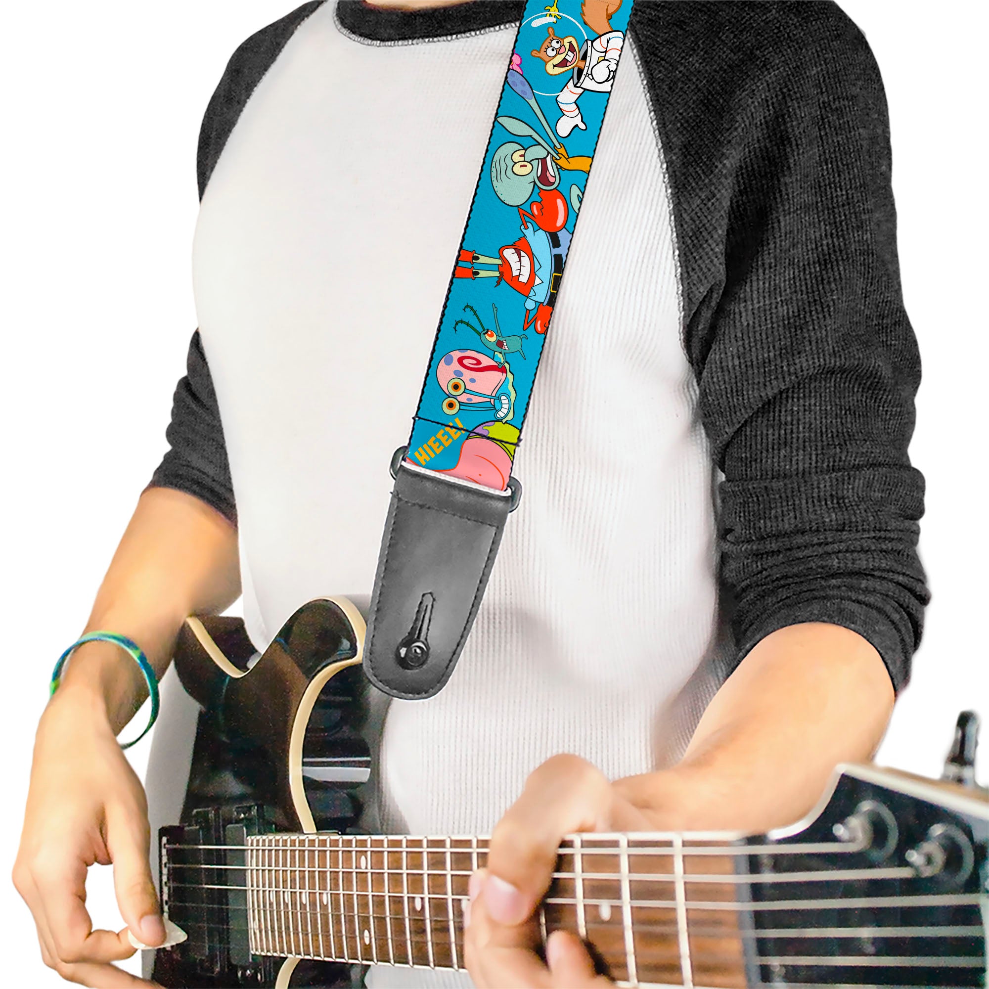 Guitar Strap - SpongeBob and Five Friends Poses Blue Guitar Straps SpongeBob SquarePants