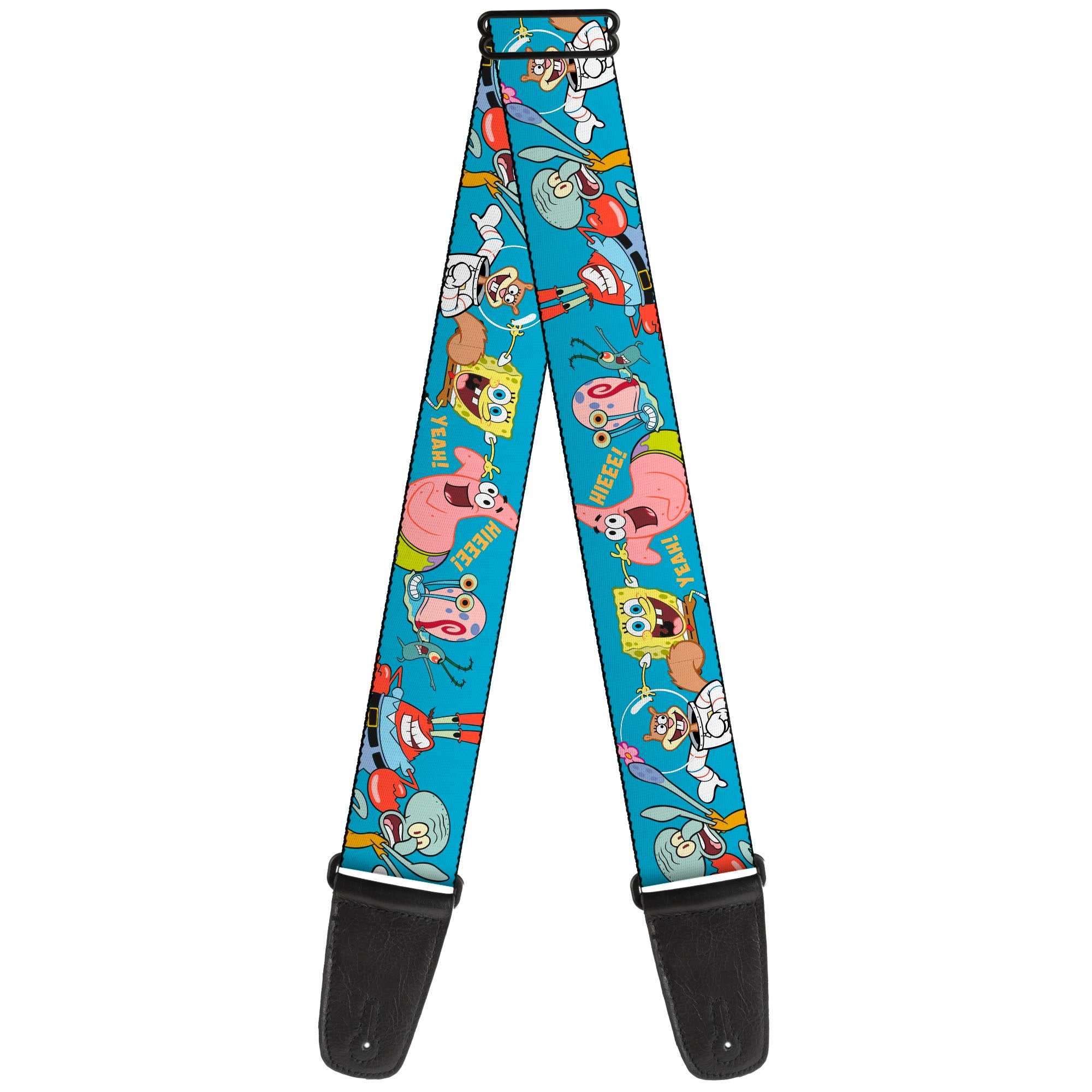 Guitar Strap - SpongeBob and Five Friends Poses Blue Guitar Straps SpongeBob SquarePants