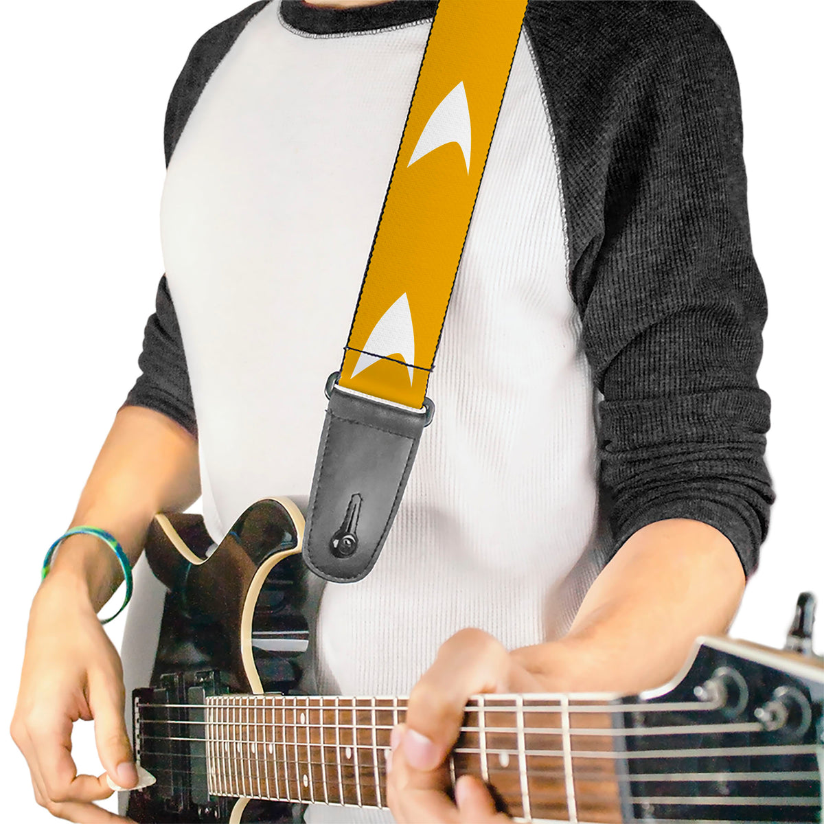 Guitar Strap - Star Trek Starfleet Insignia Golden Yellow/White Guitar Straps Star Trek
